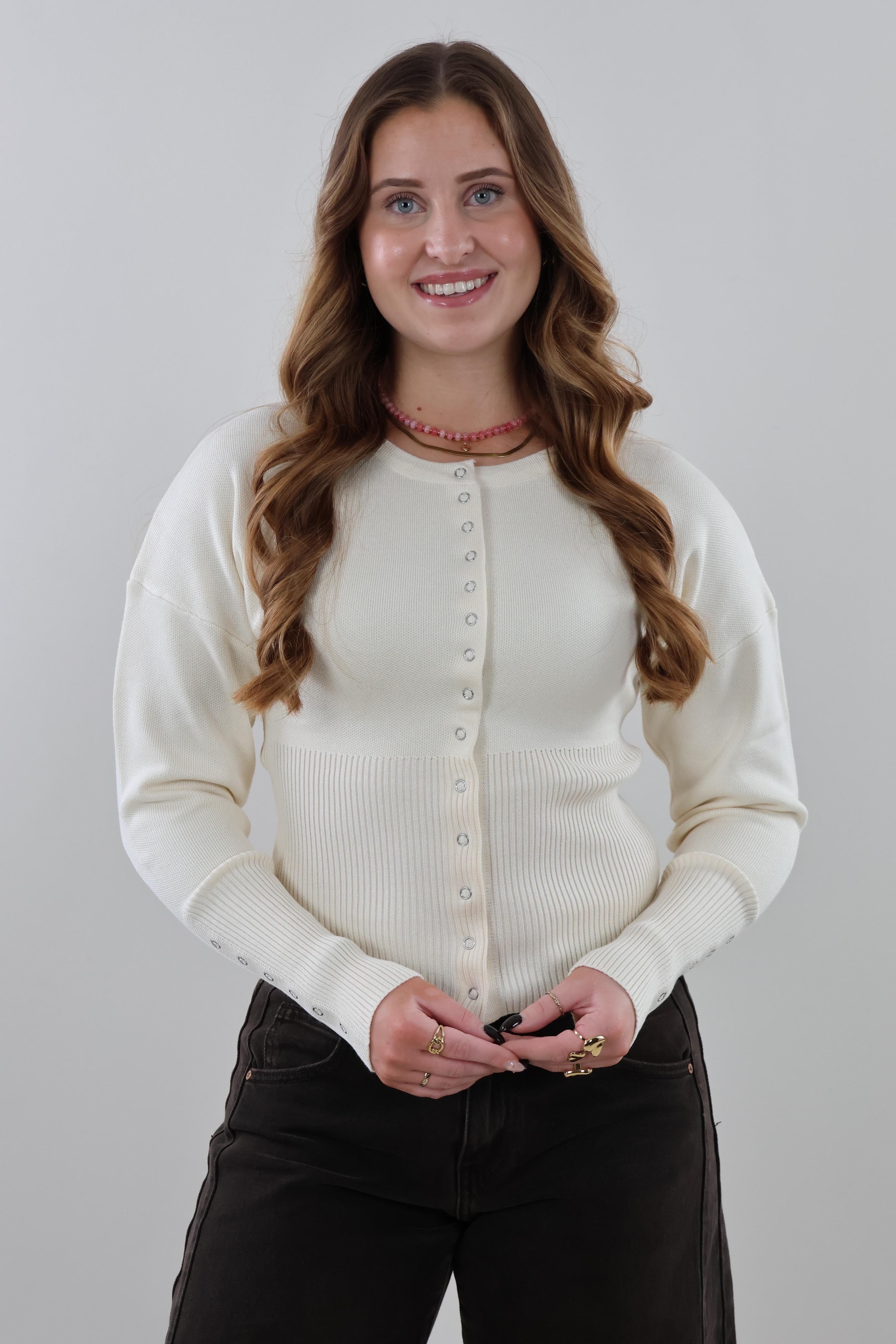 Button-up knit Top - Creme