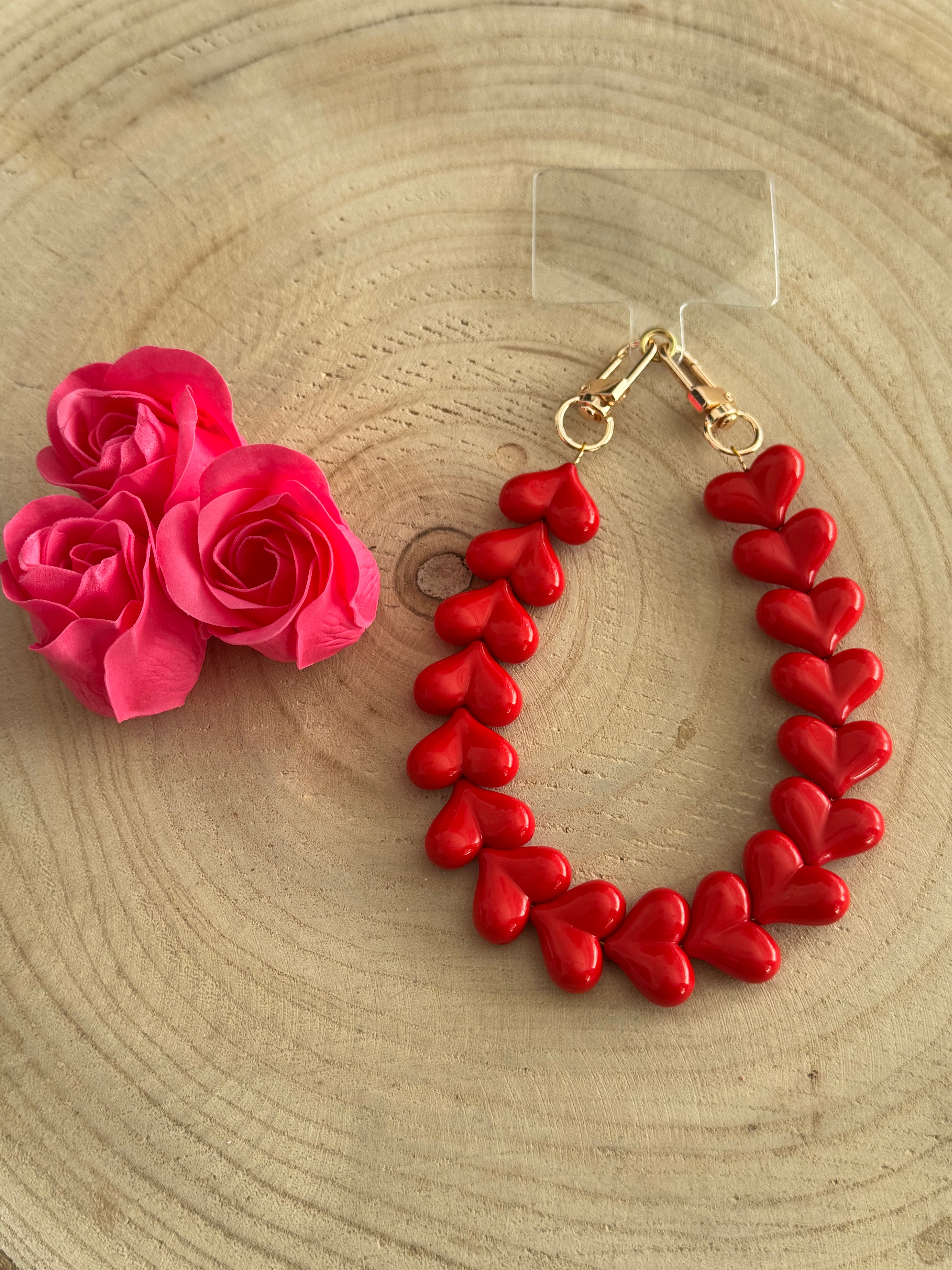 Heart Phone Cord - Red