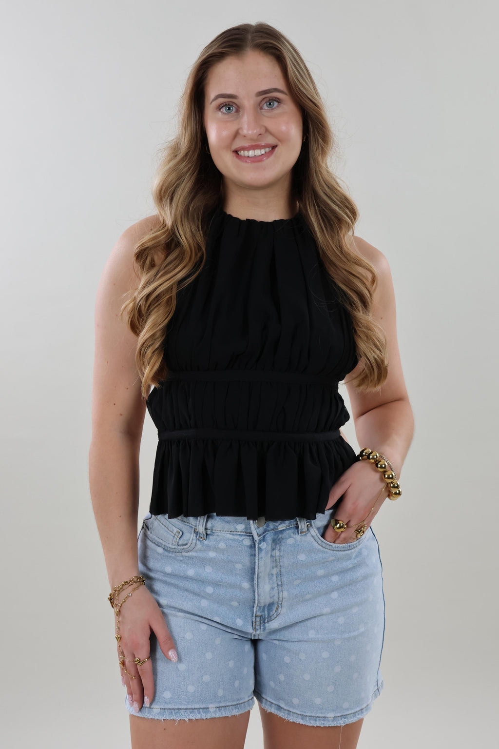 Halter ruffle Top - Black