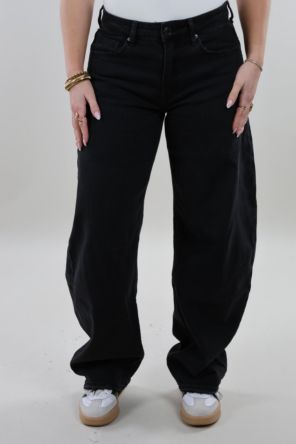 Mid waist balloon fit Jeans - Stretch - Black