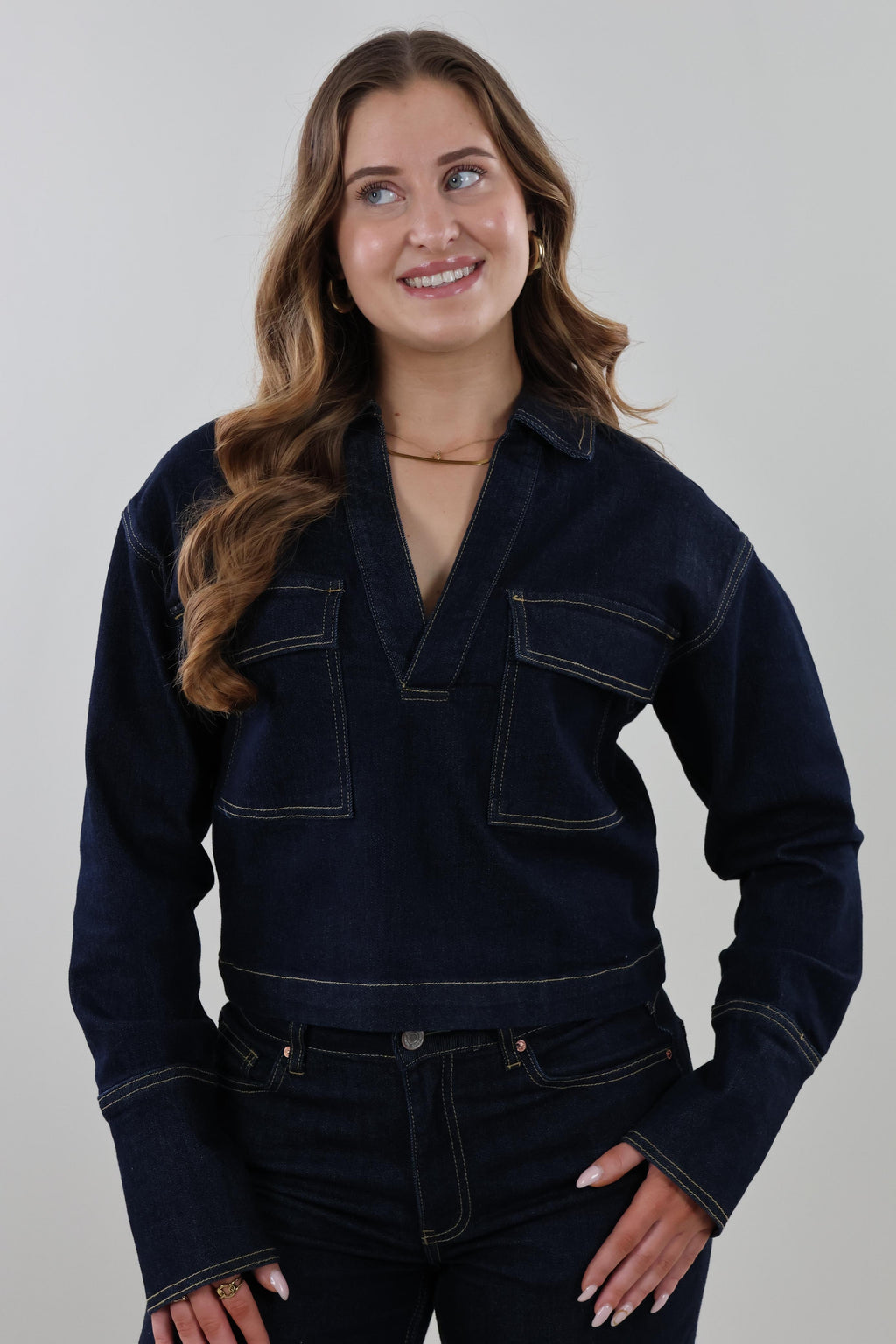 Denim pocket Top - Dark denim