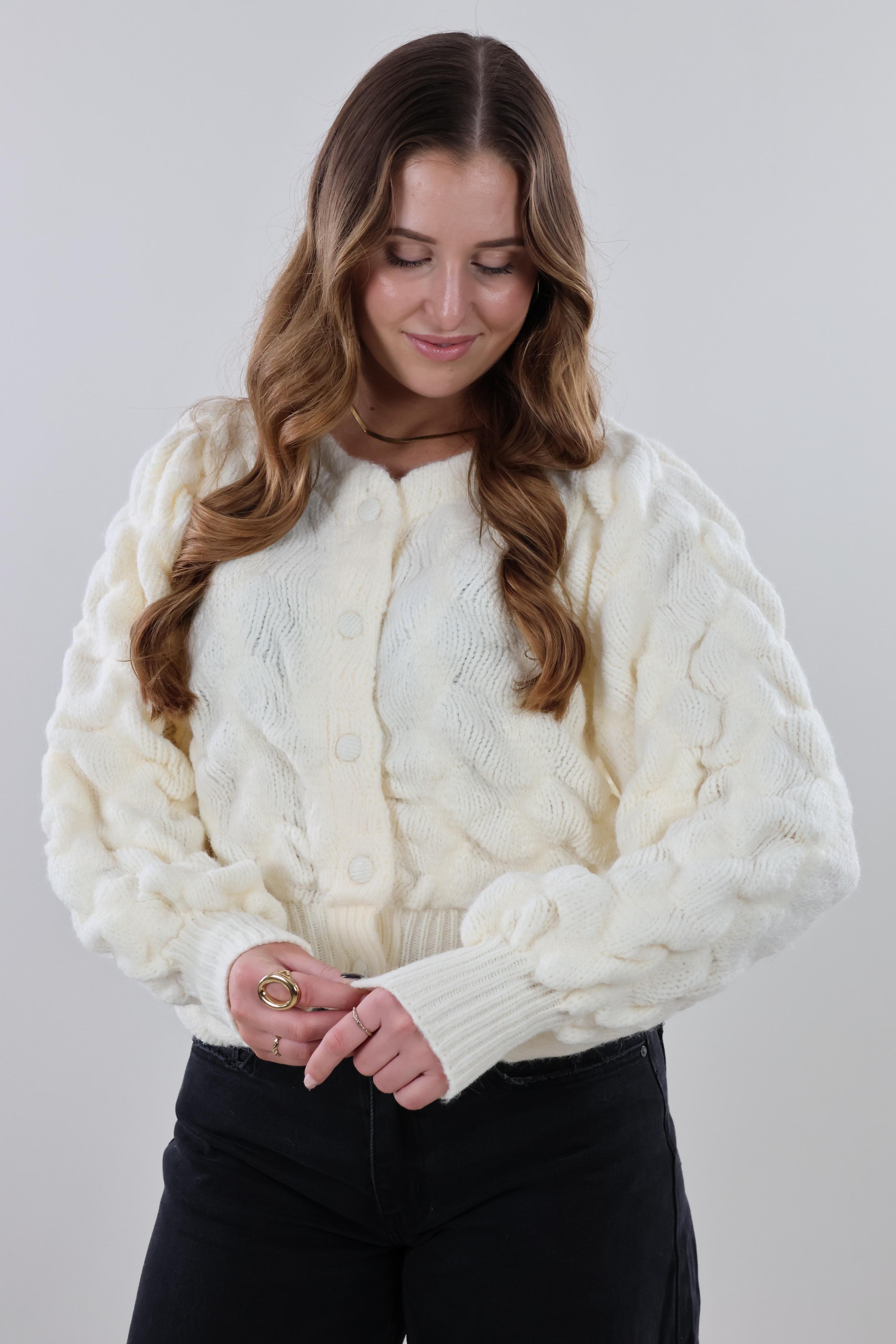 Bubbled knit Cardigan - Creme
