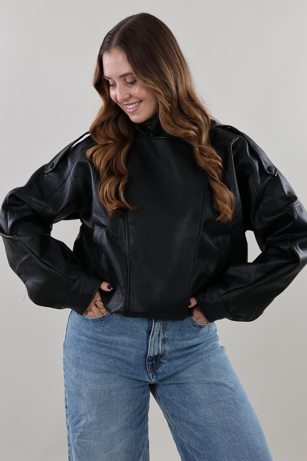 Laurent leather look Jacket