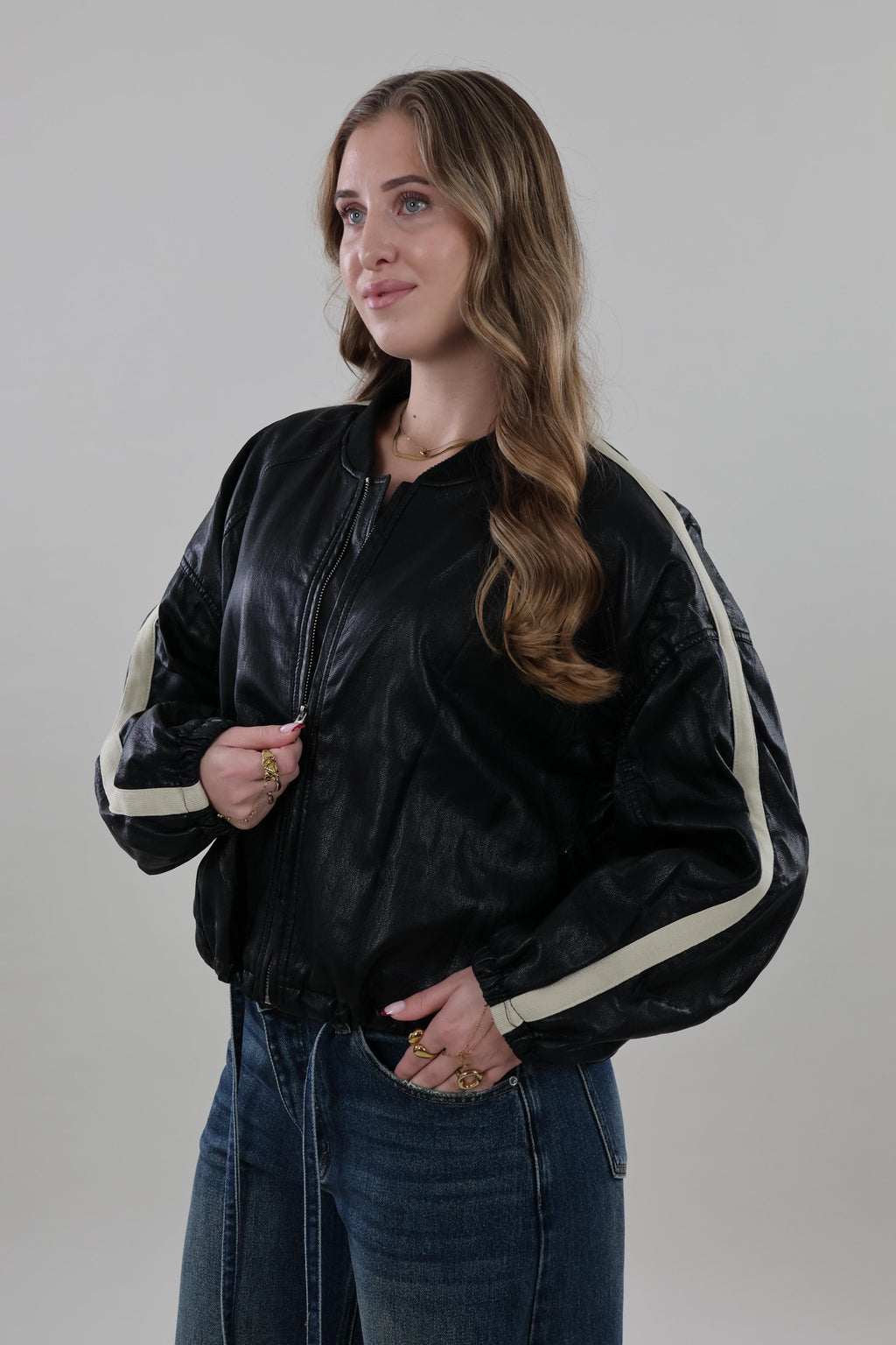 Vintage-style bomber Jacket - Black