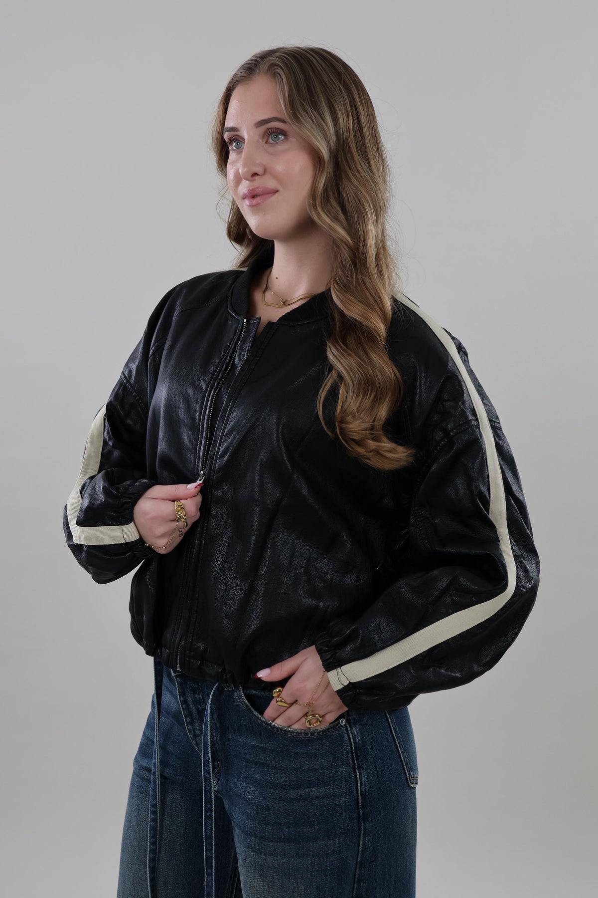 Vintage-style bomber Jacket - Black