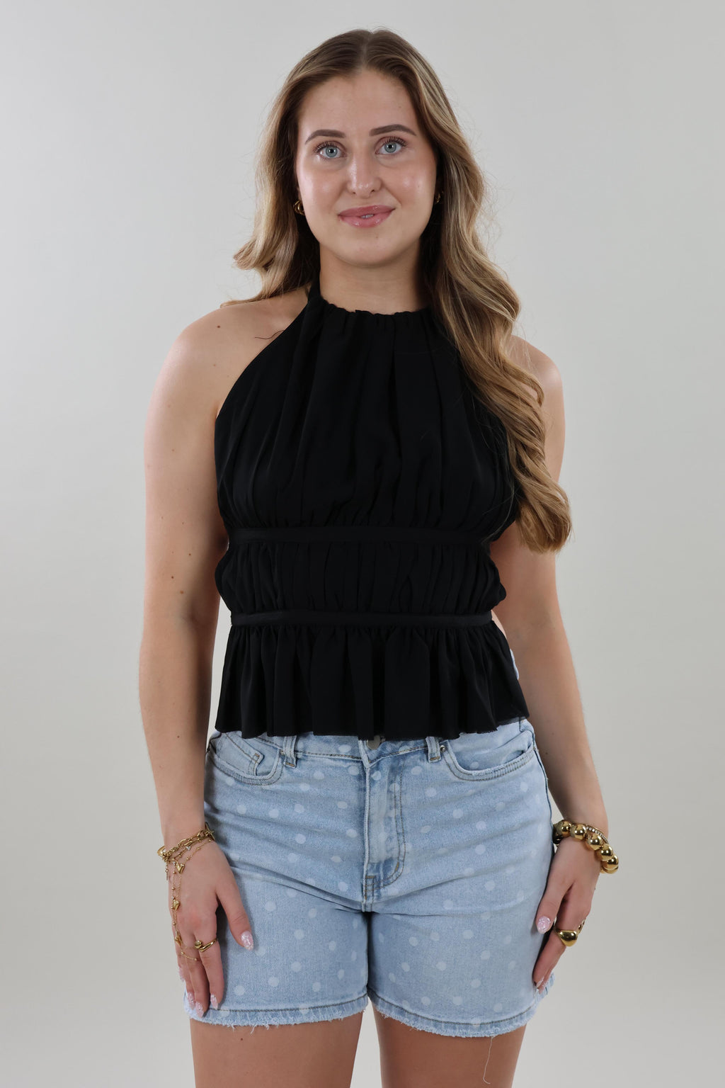 Halter ruffle Top - Black