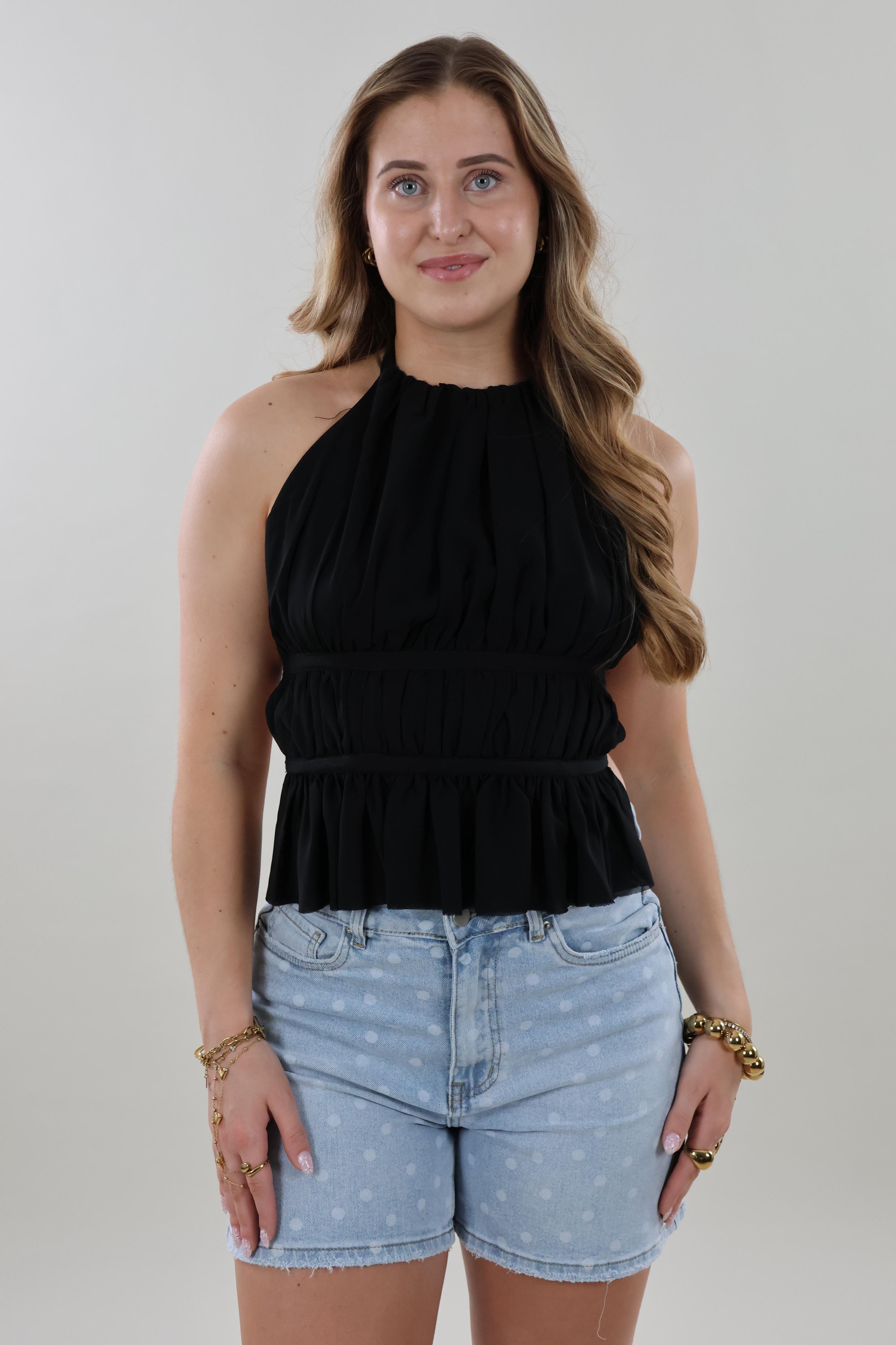 Halter ruffle Top - Black