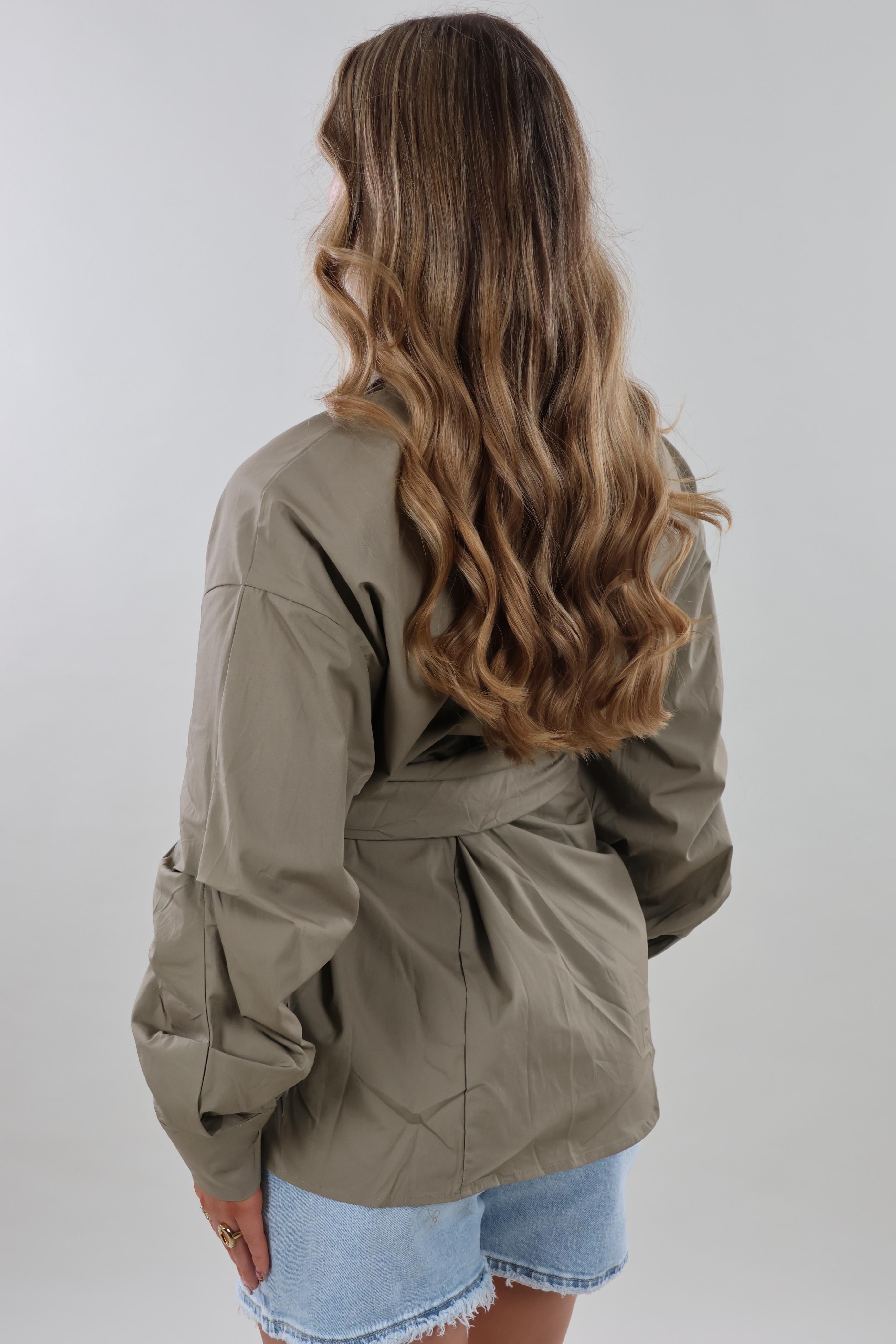 Wrap tie Blouse - Khaki