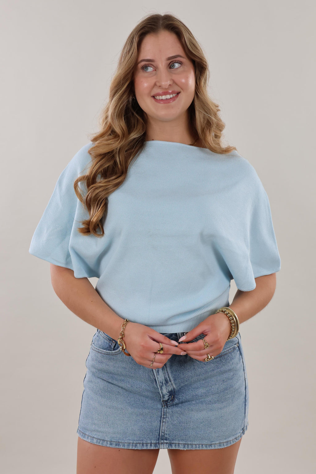 Soft batwing Top - Light blue