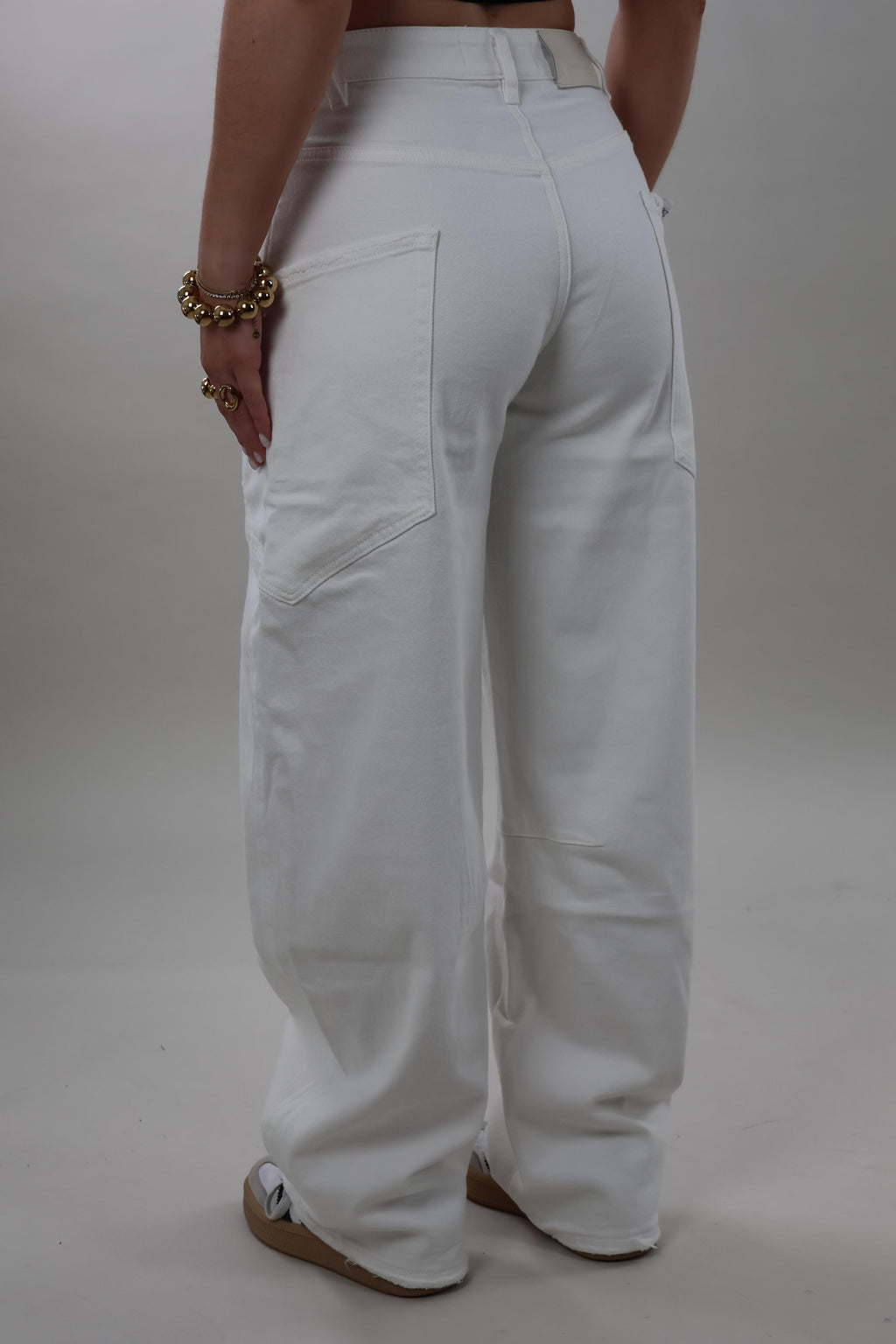 Cargo pocket balloon fit Jeans - Off white