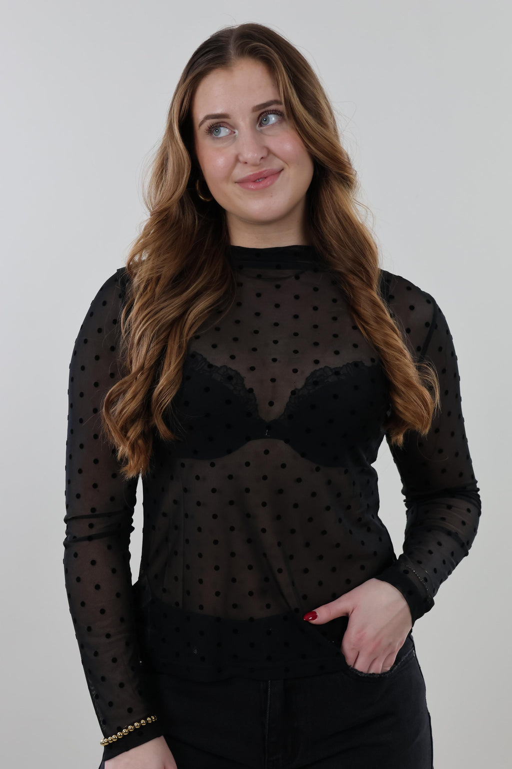 Polka dot mesh Top