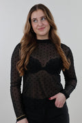 Polka dot mesh Top - Black