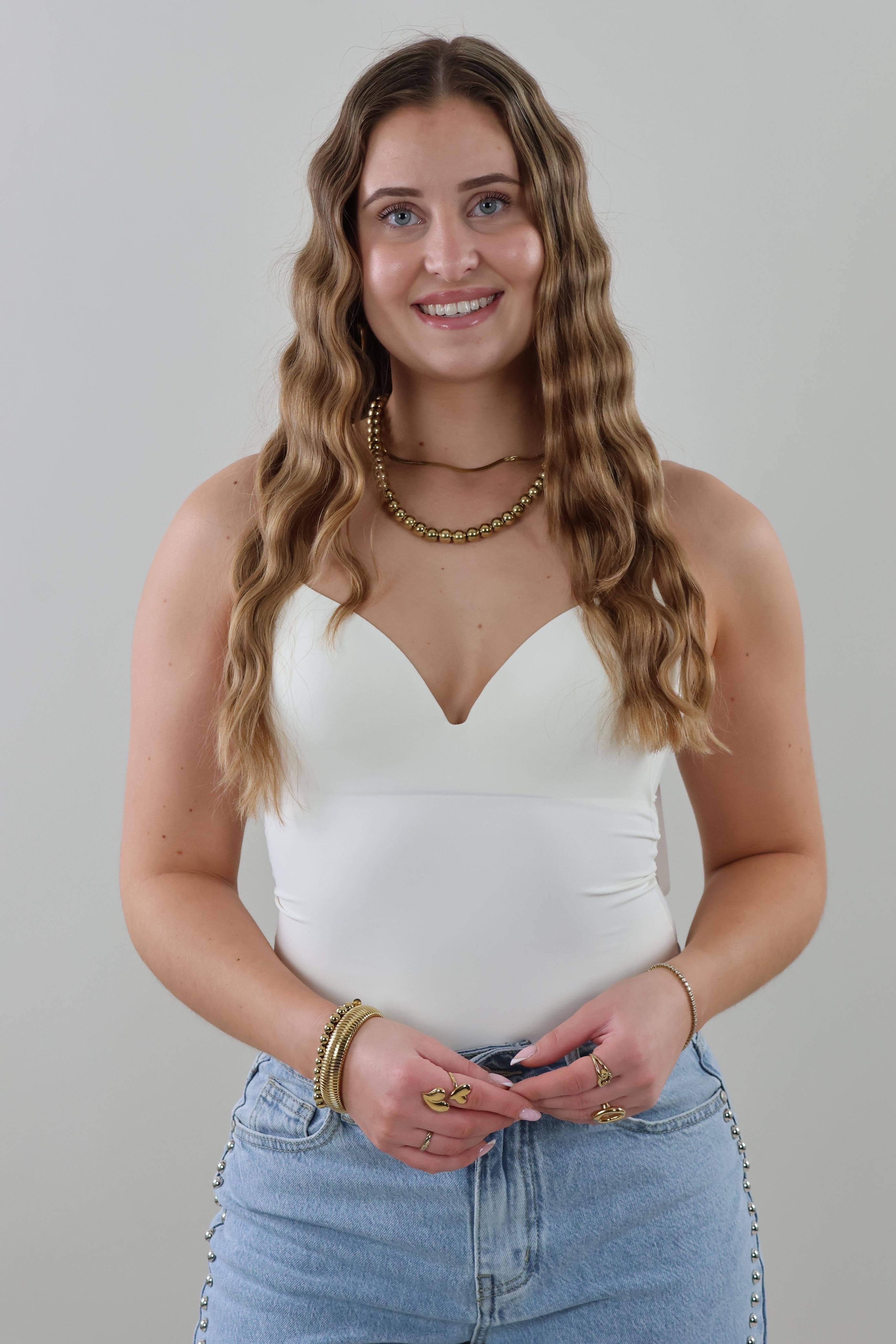 Essential sculpt V-neck Bodysuit - White