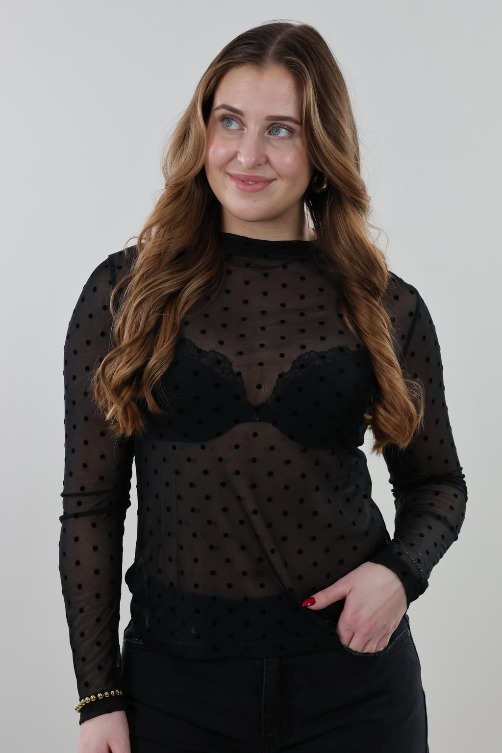 Polka dot mesh Top