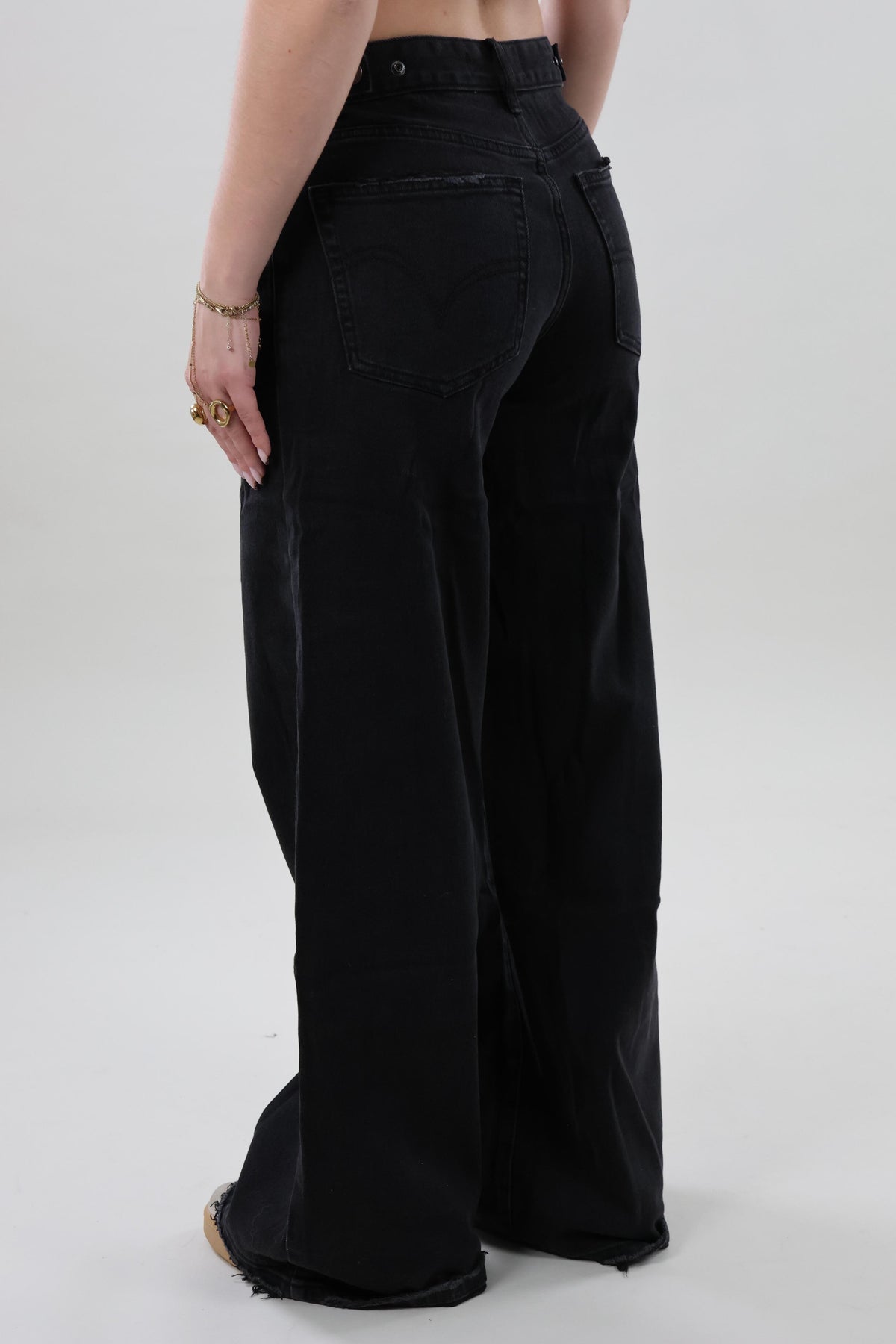 Adjustable wide leg Jeans - Black