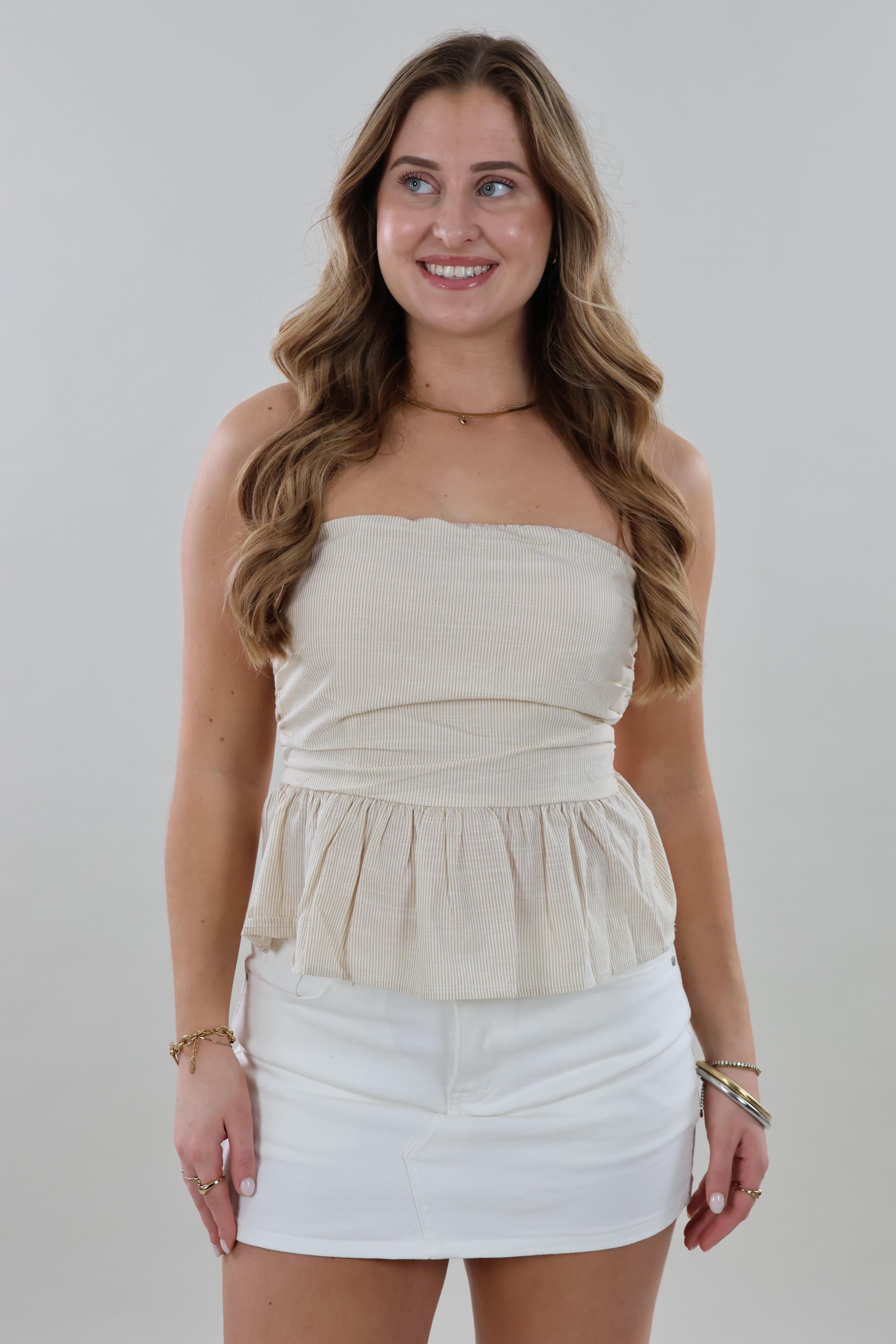 Peplum scarf Top - Beige