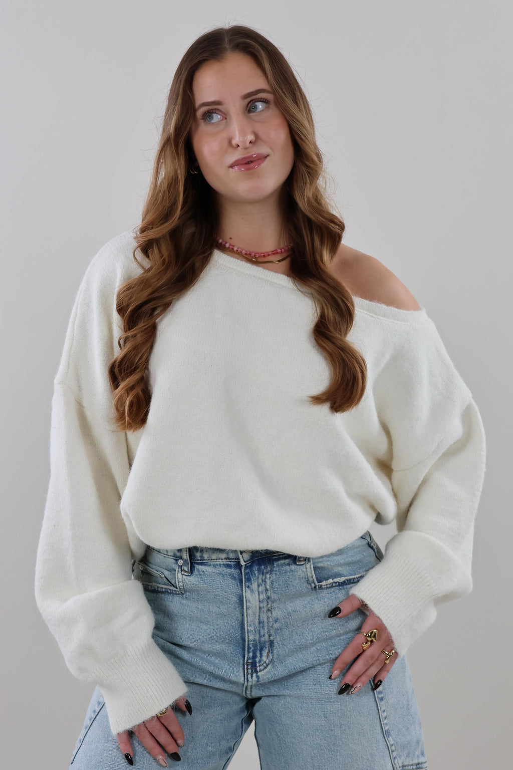 Soft off-shoulder knit Sweater