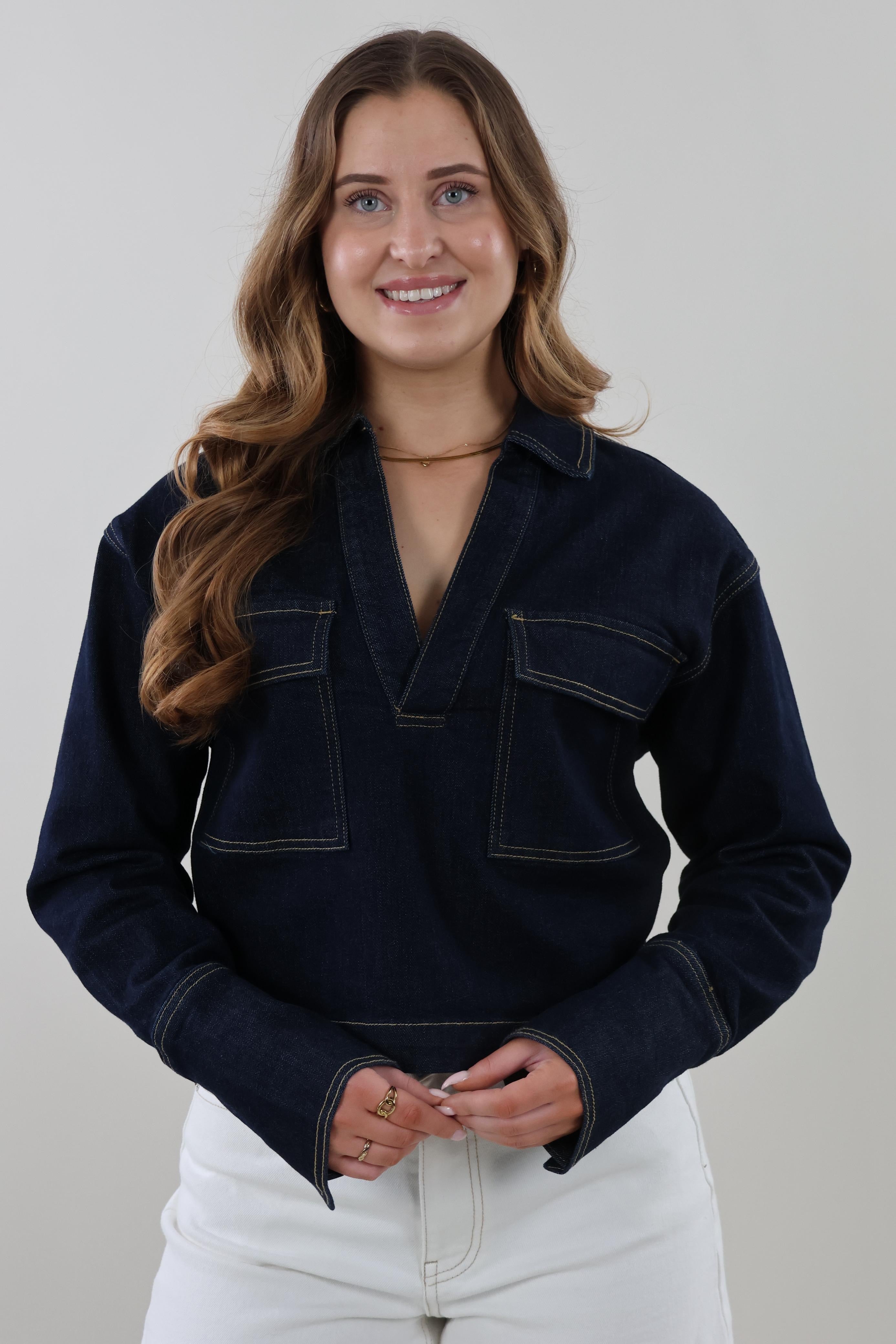Denim pocket Top - Dark denim