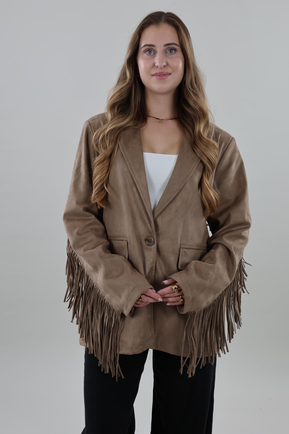 Suede look fringe Blazer