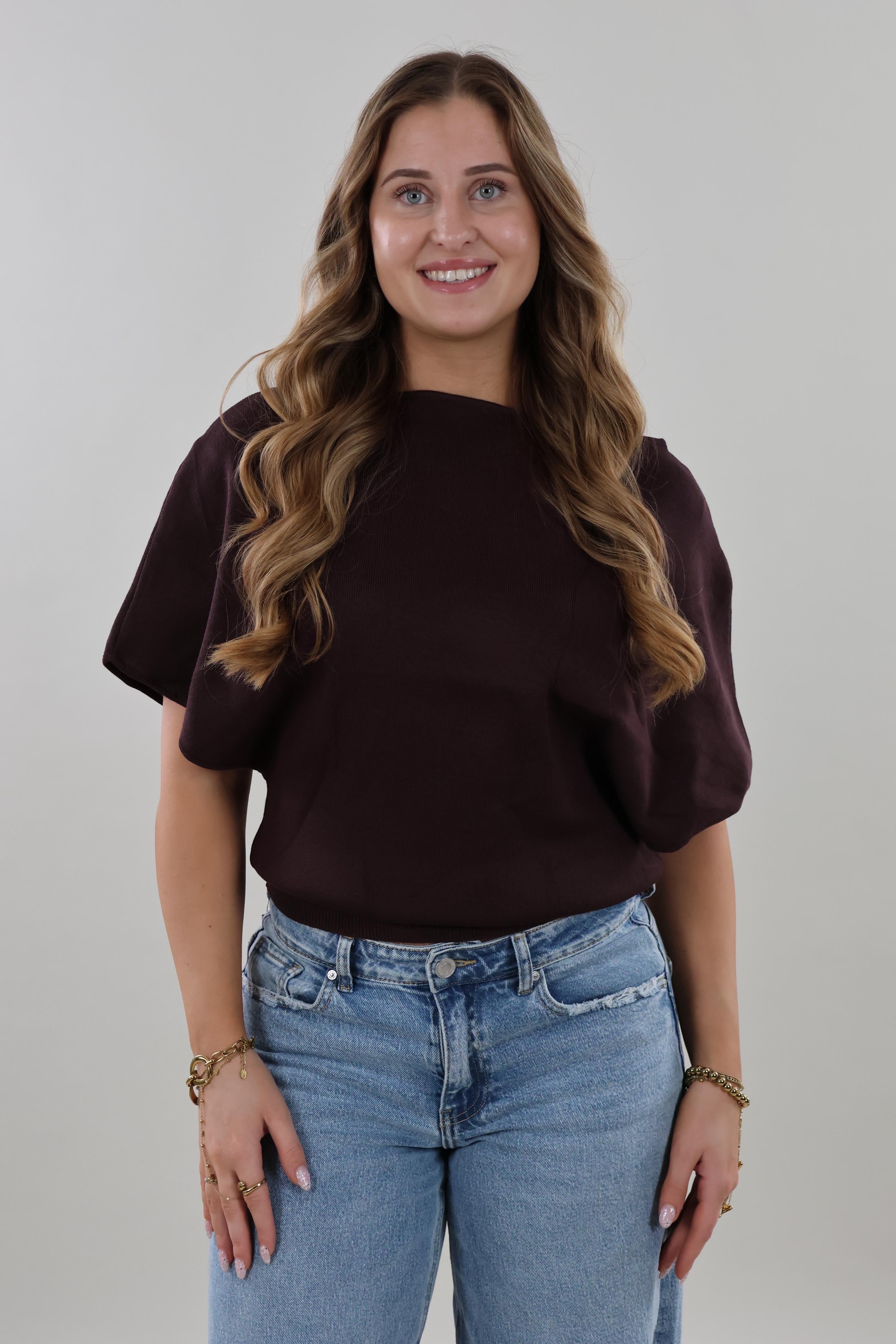 Soft batwing Top - Dark brown