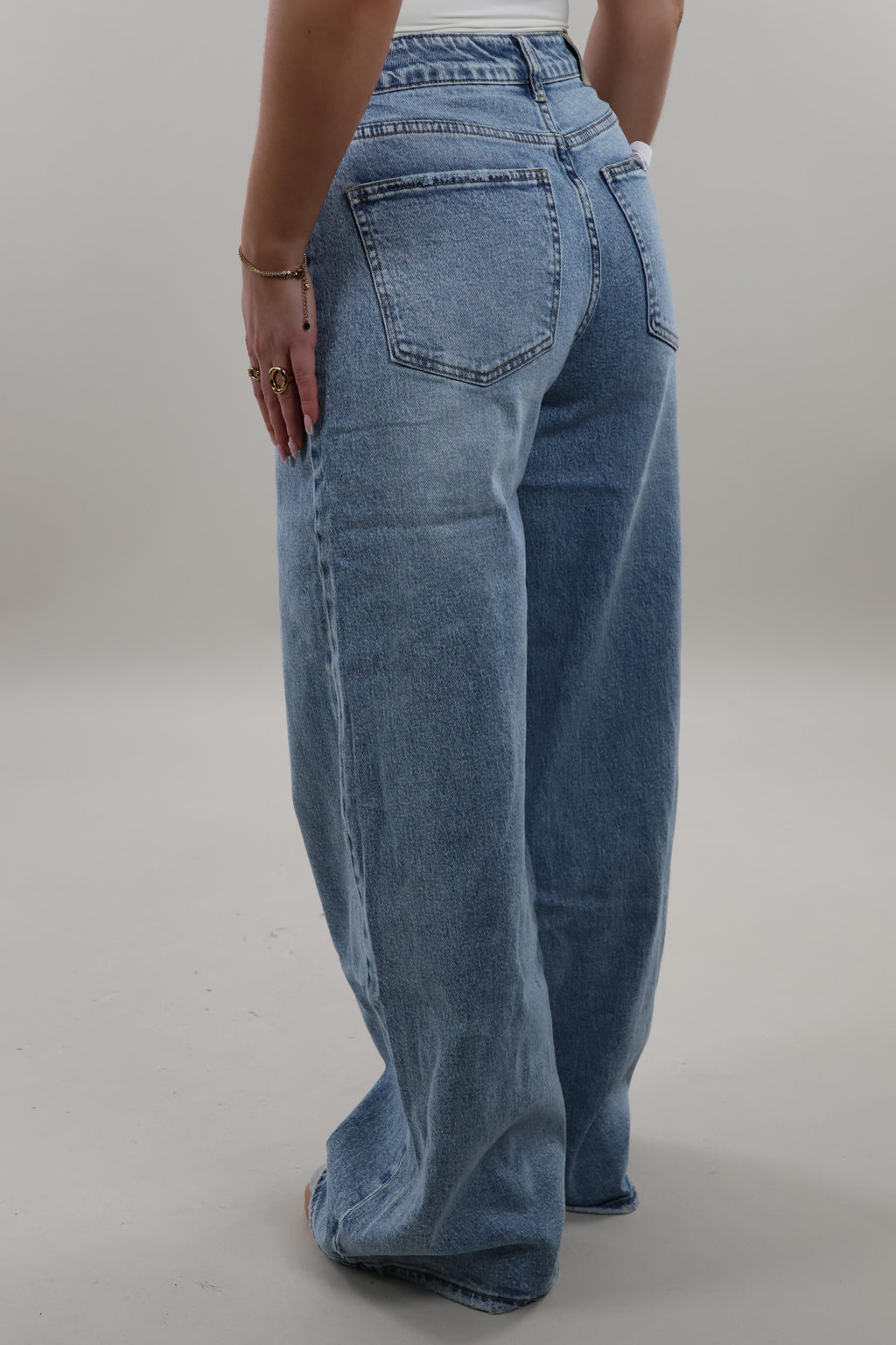 Classic wide leg Jeans - Stretch - Light washed blue