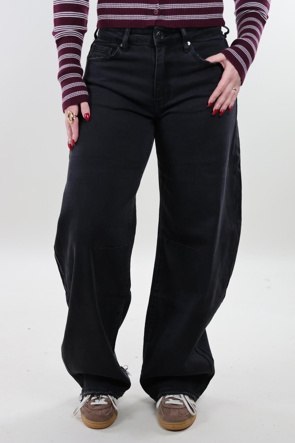 Mid waist balloon fit Jeans - Stretch - Black