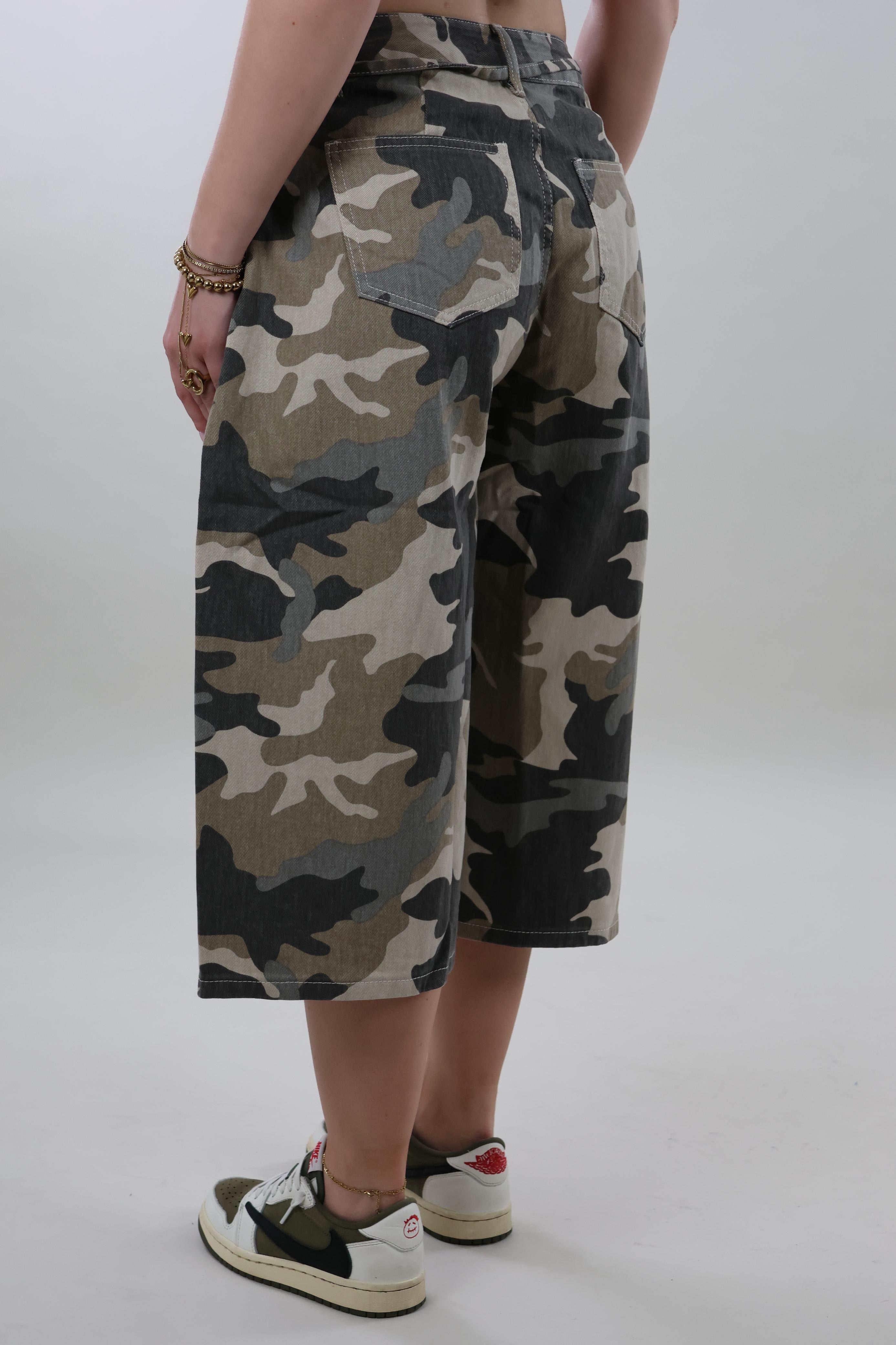 Camo tie front Jorts