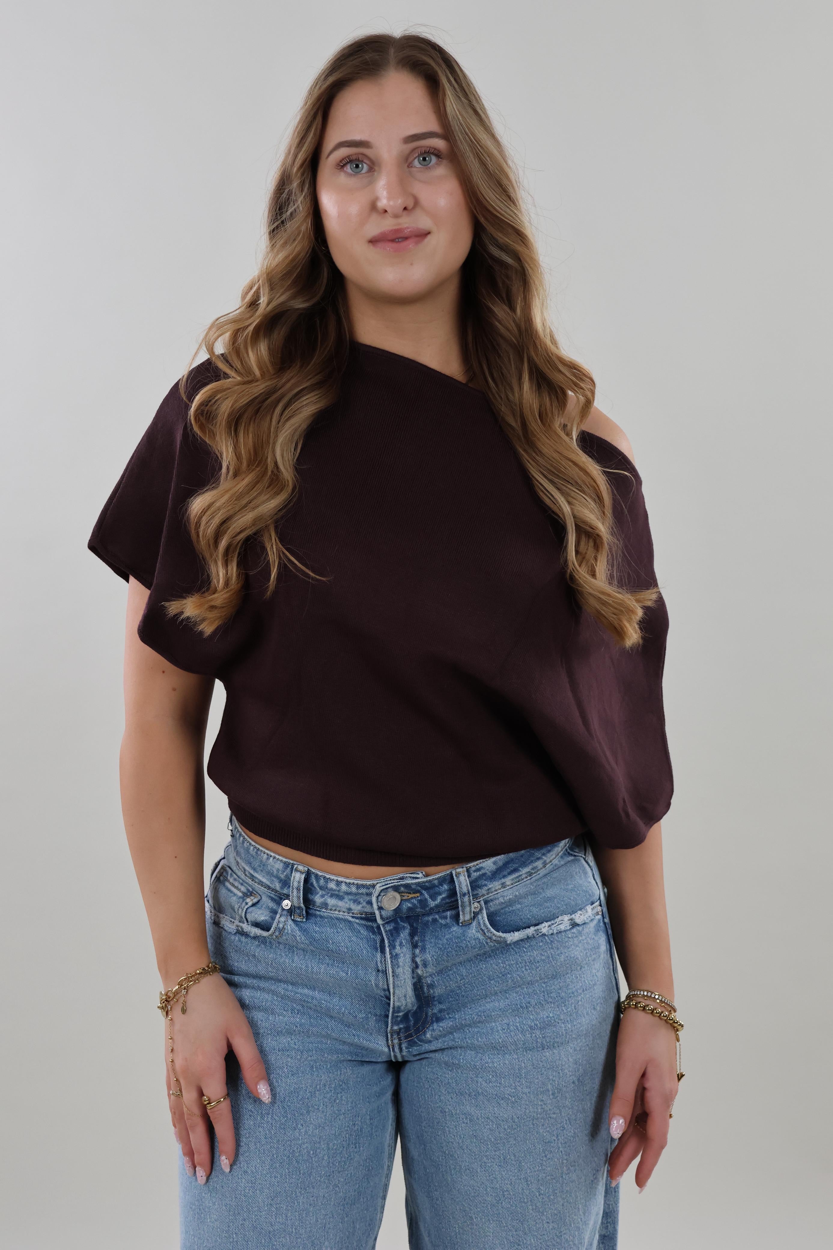 Soft batwing Top - Dark brown