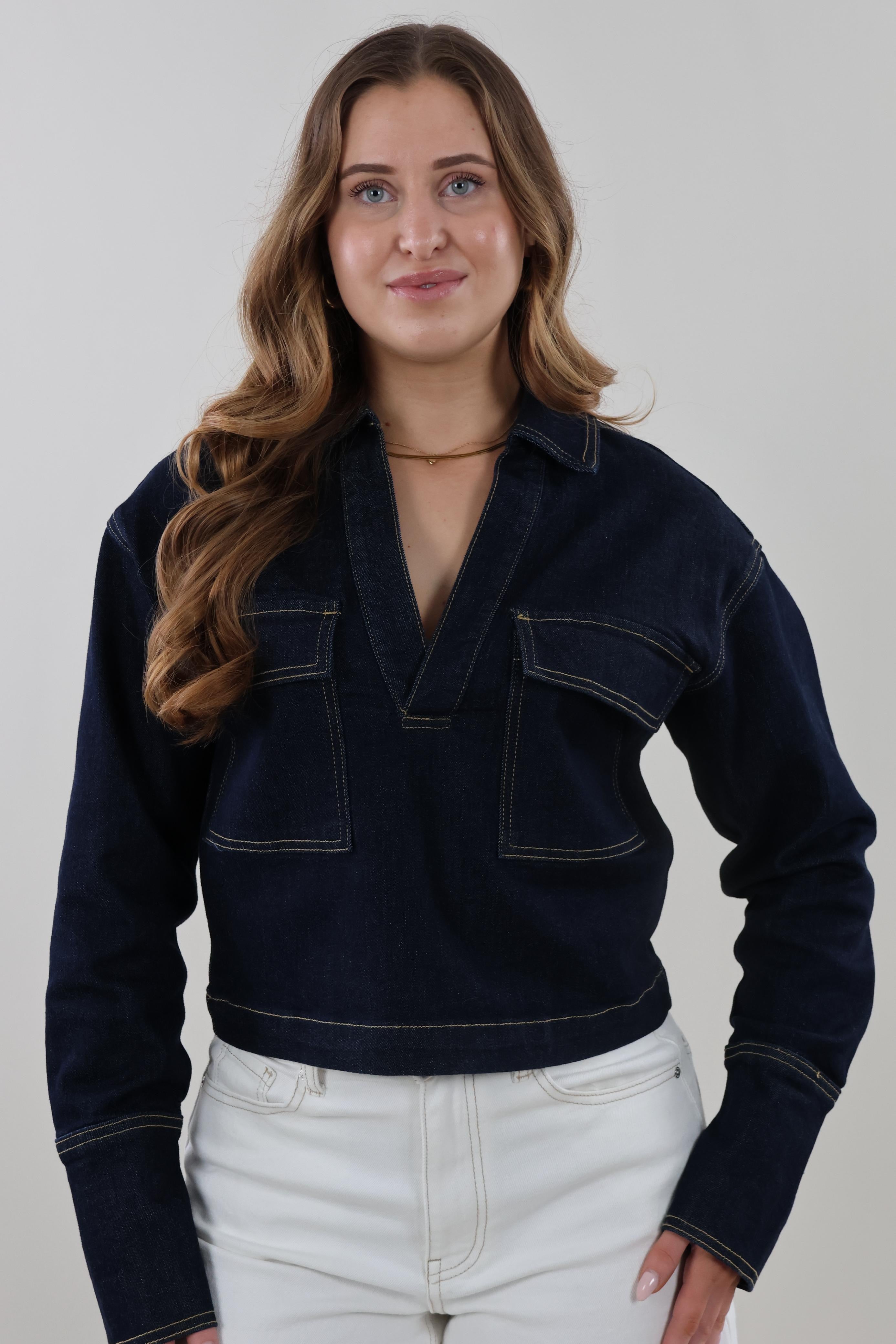 Denim pocket Top - Dark denim