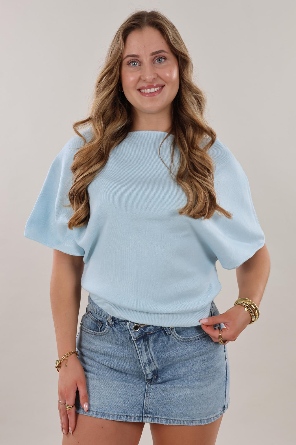 Soft batwing Top - Light blue