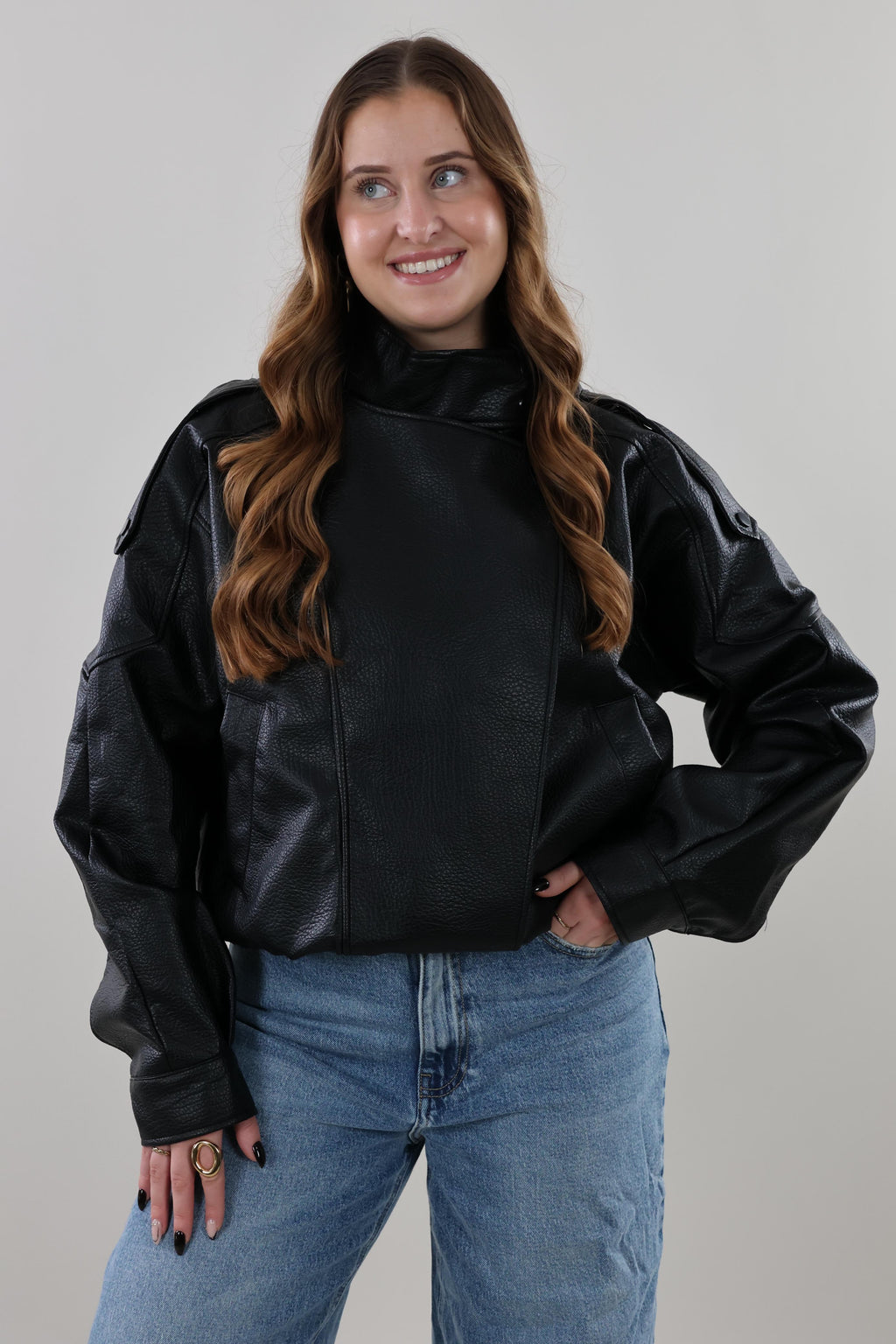 Laurent leather look Jacket