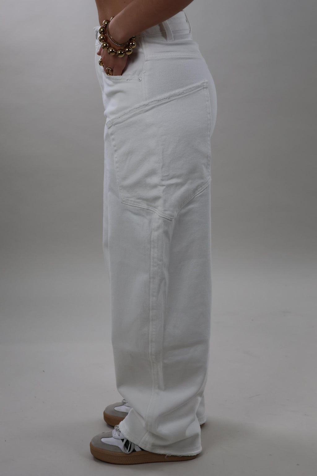 Cargo pocket balloon fit Jeans - Off white