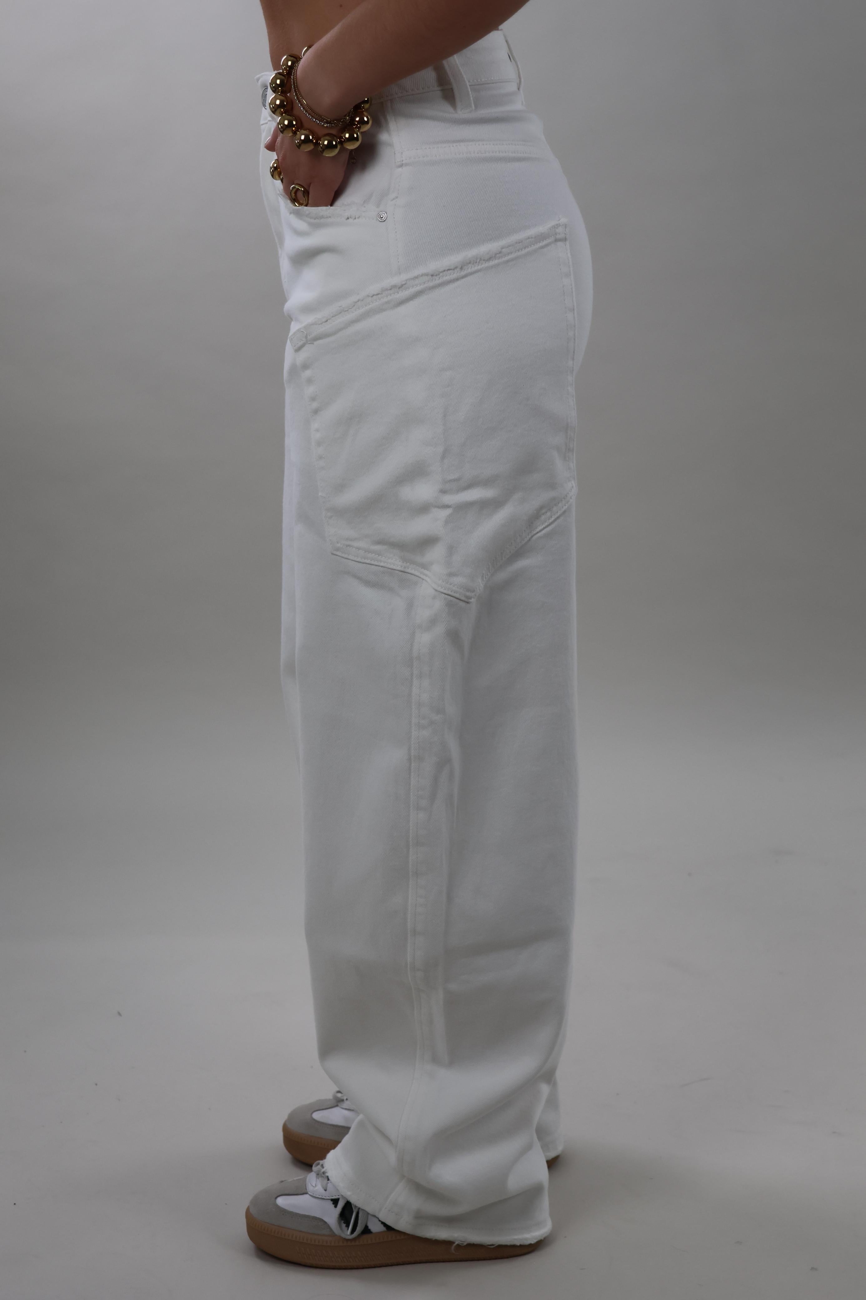 Cargo pocket balloon fit Jeans - Off white