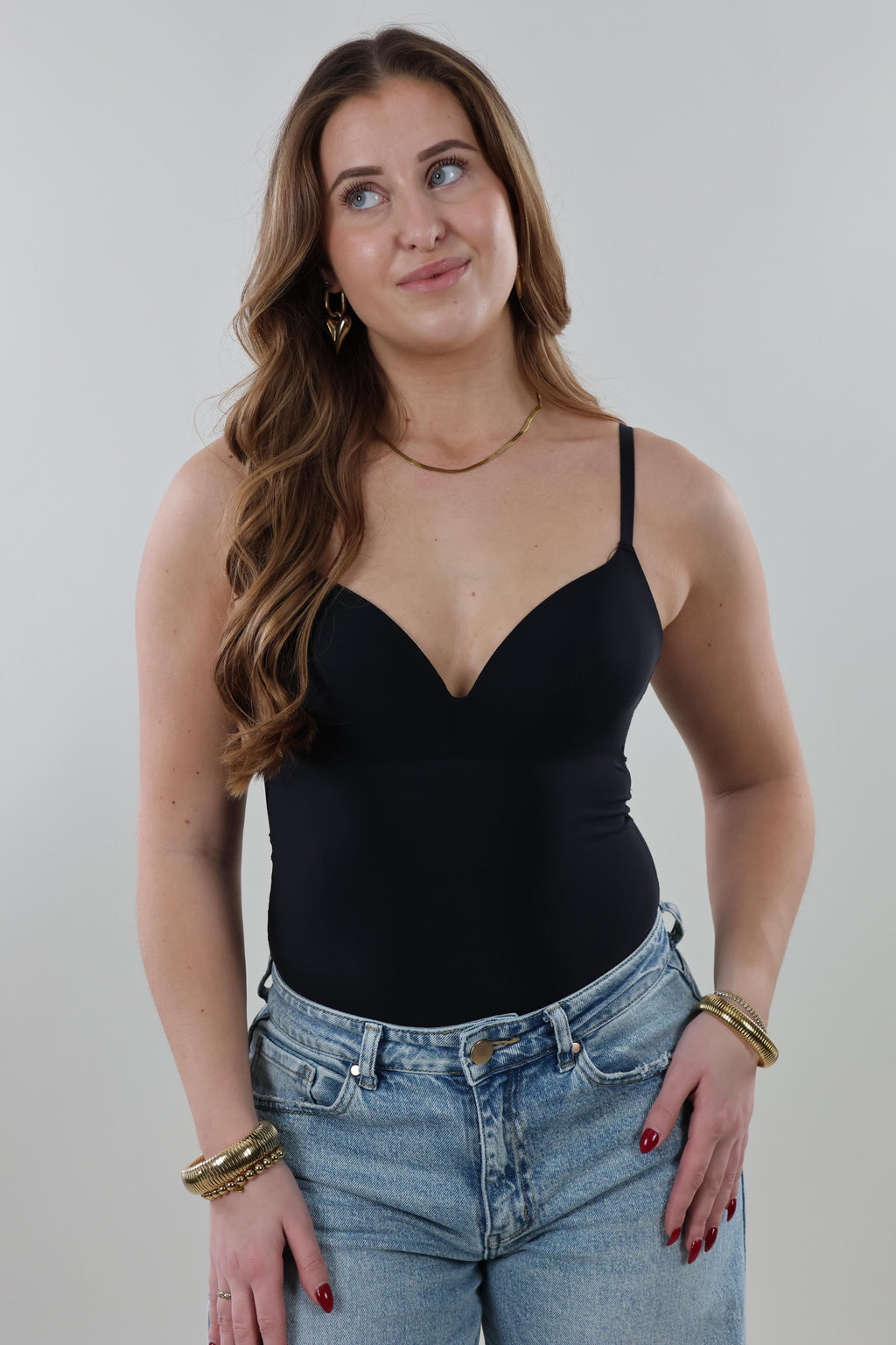 Smooth sculpt V-neck Bodysuit - Black