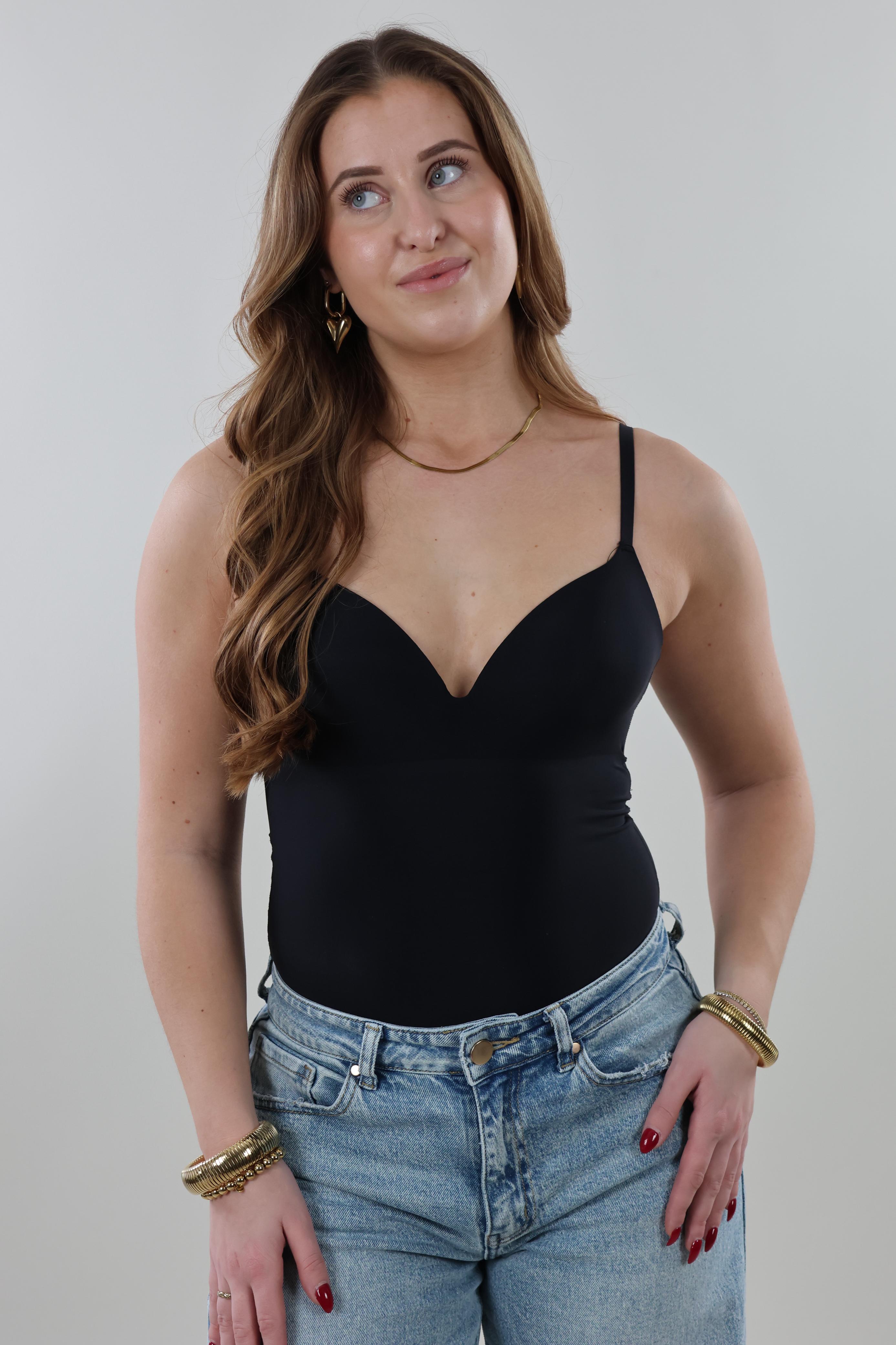 Smooth sculpt V-neck Bodysuit - Black