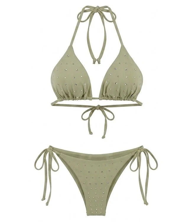 Studded triangle Bikini - Sage green