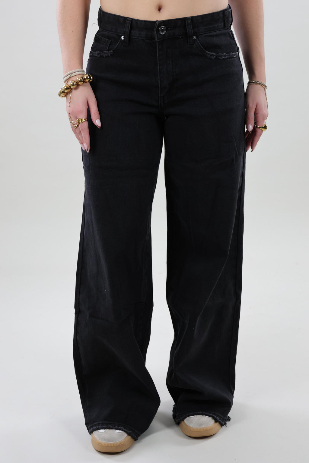 Adjustable wide leg Jeans - Black