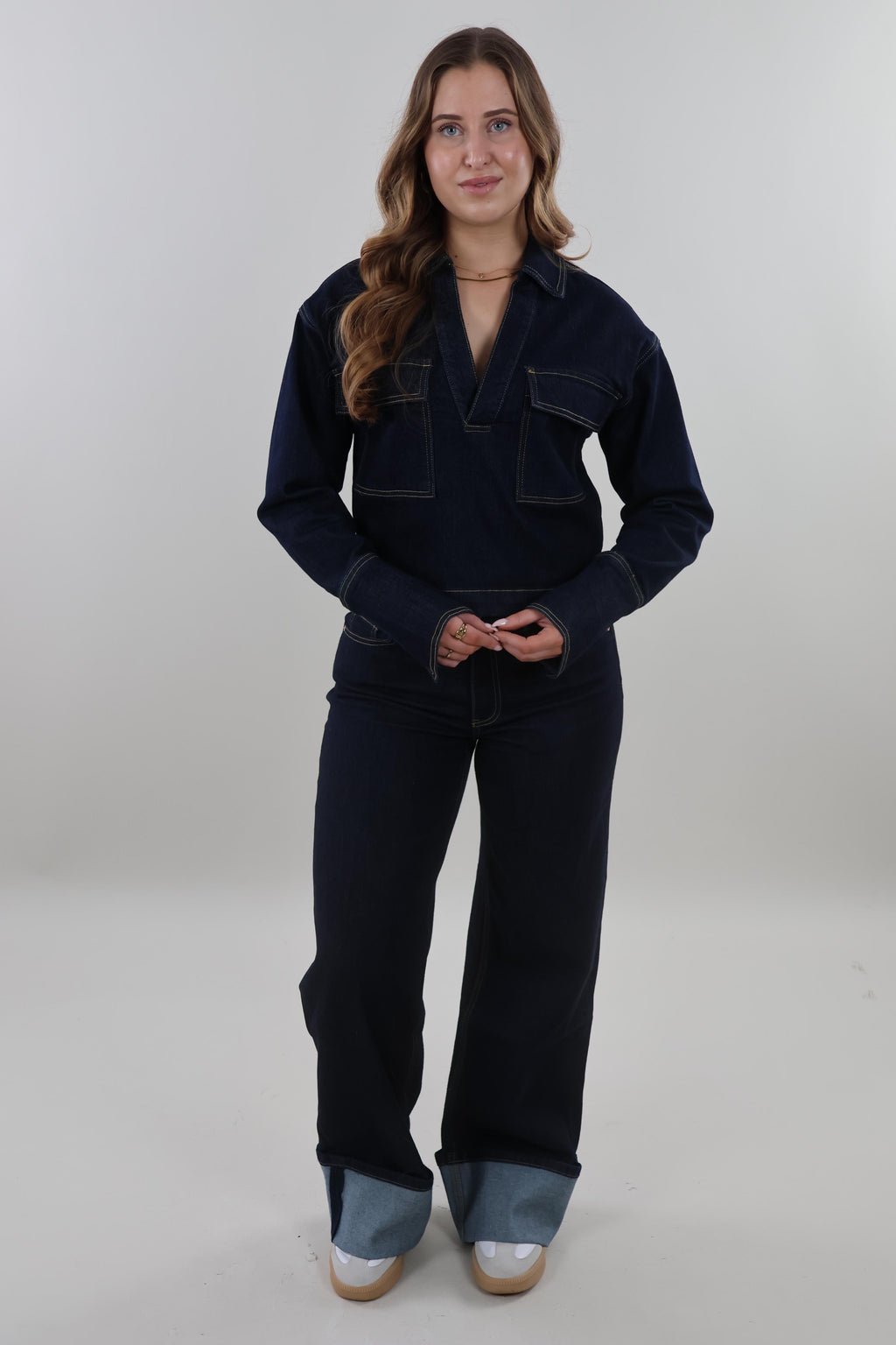 Denim pocket Top - Dark denim