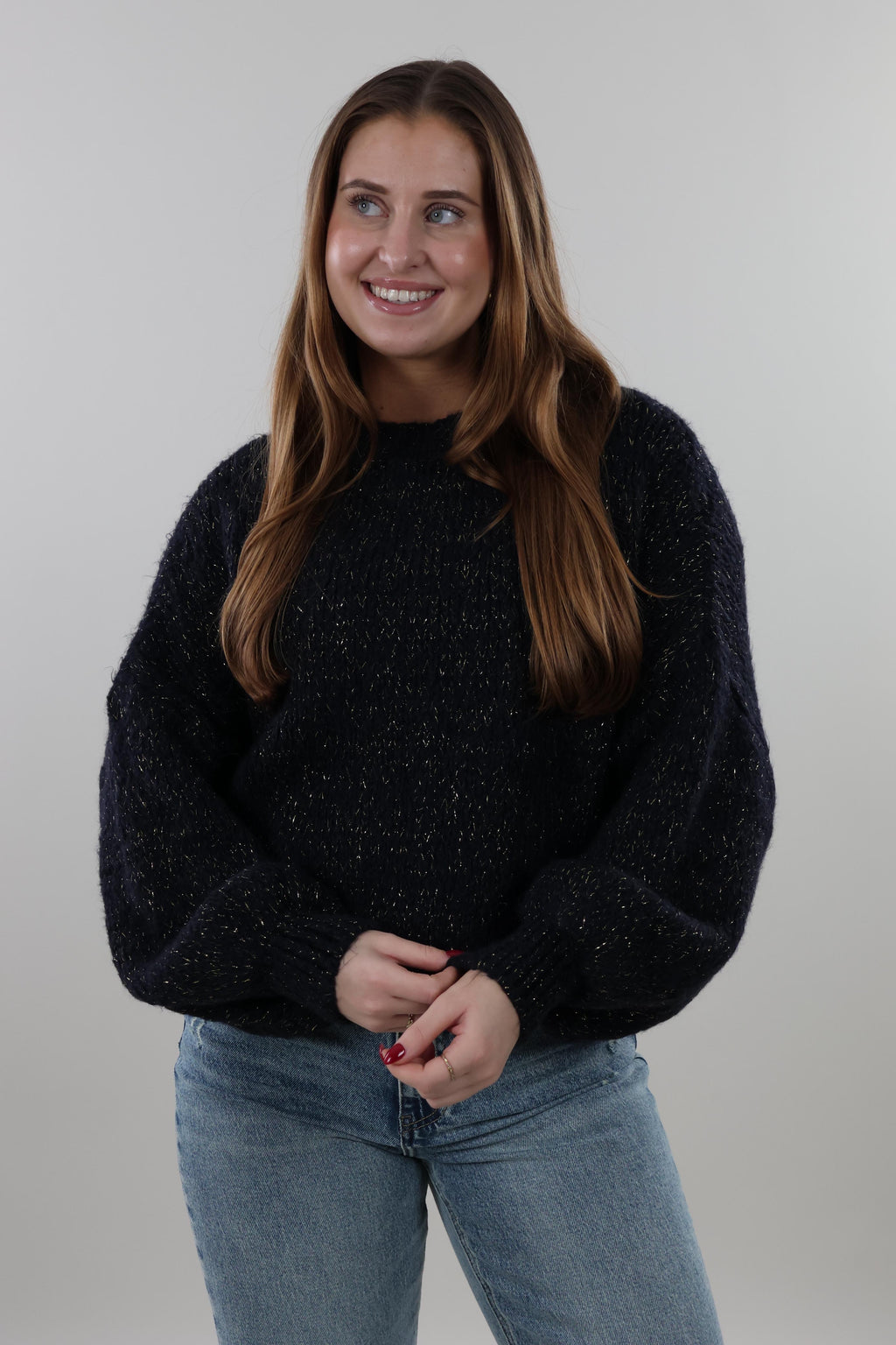 Soft sparkle knit Sweater - Navy