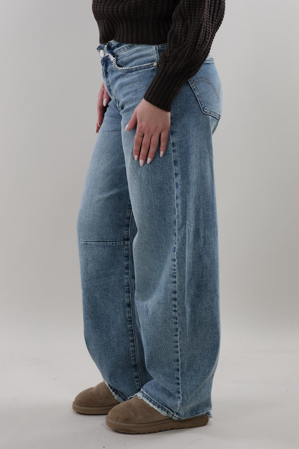 Mid waist balloon fit Jeans - Stretch - Mid washed blue