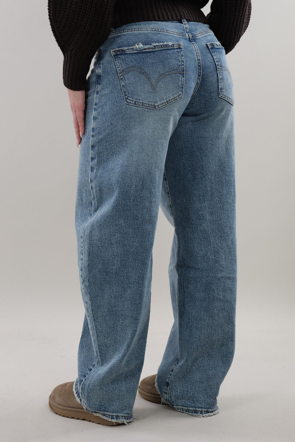 Mid waist balloon fit Jeans - Stretch - Mid washed blue