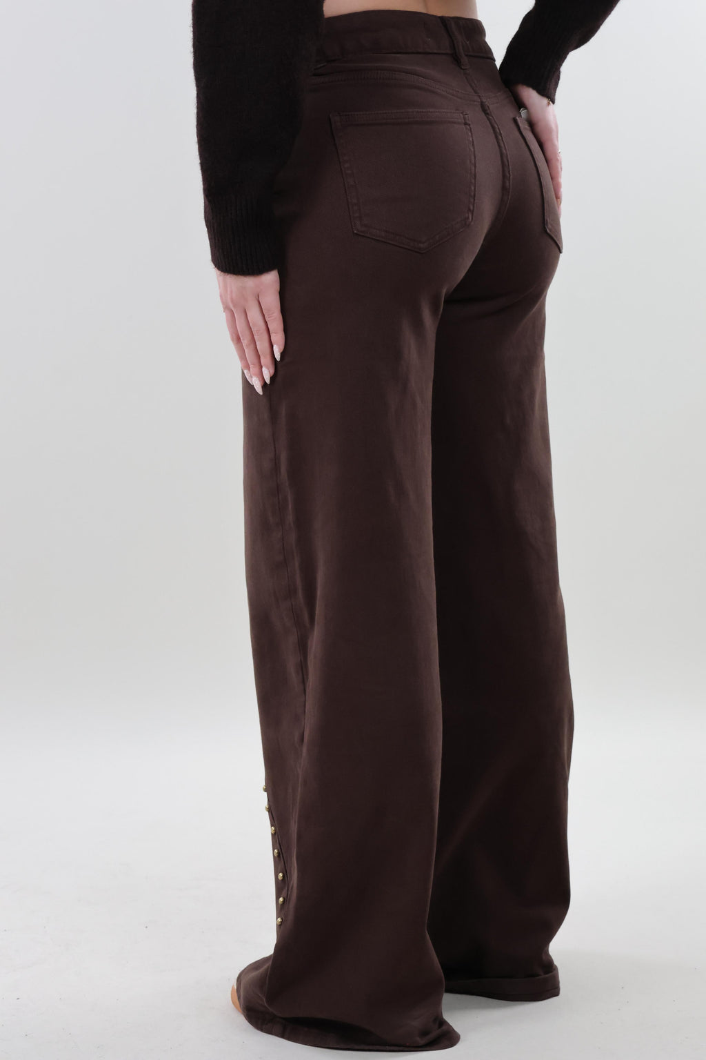 Studded brown wide leg Jeans - Stretch