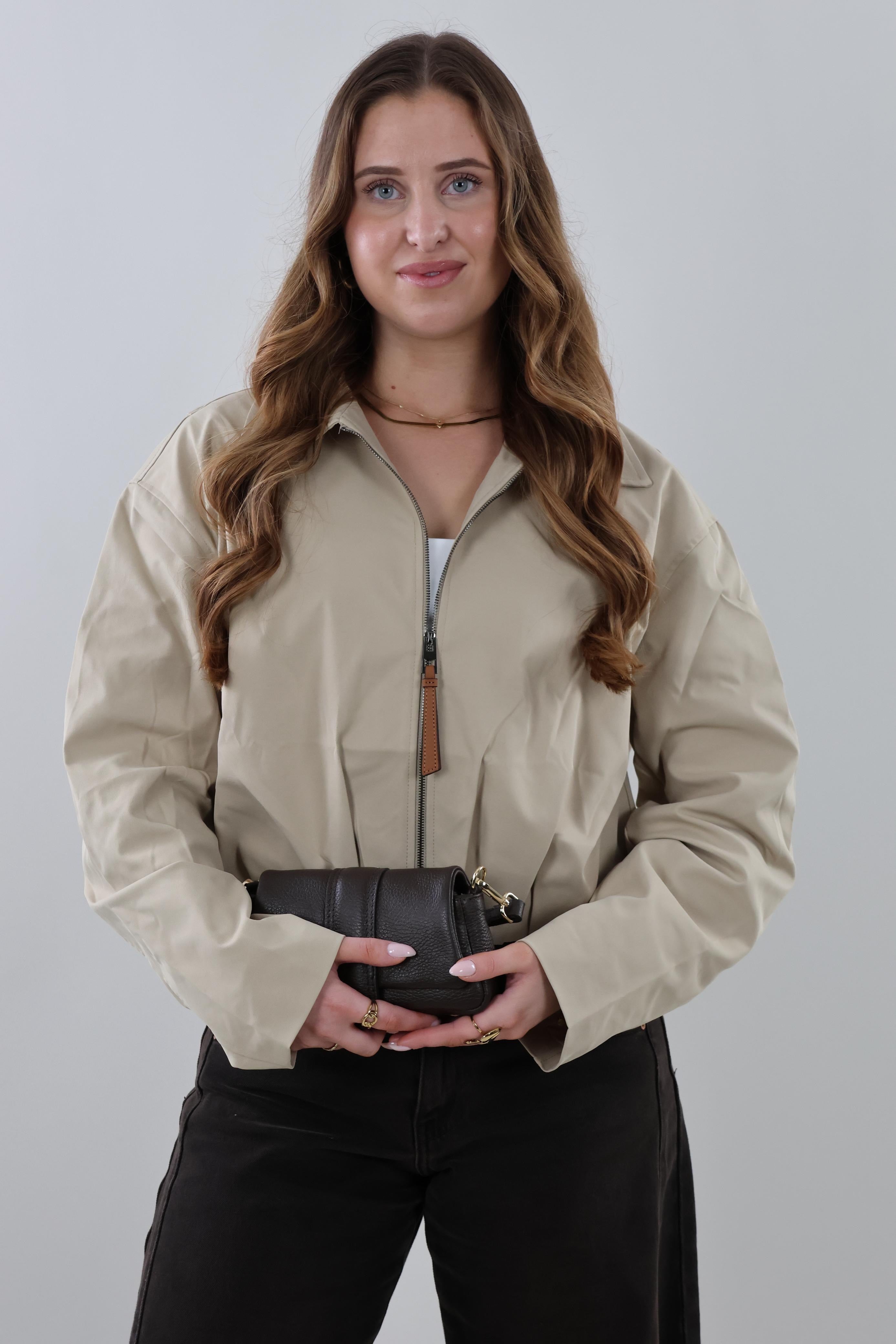 Cropped trench zip Jacket - Beige