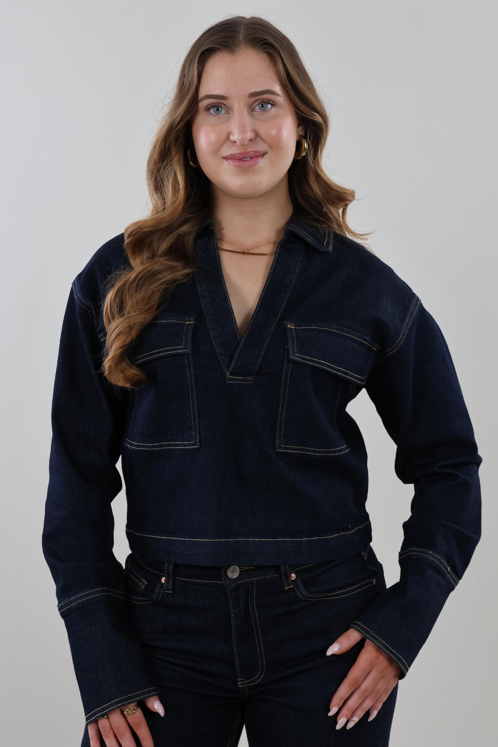 Denim pocket Top - Dark denim