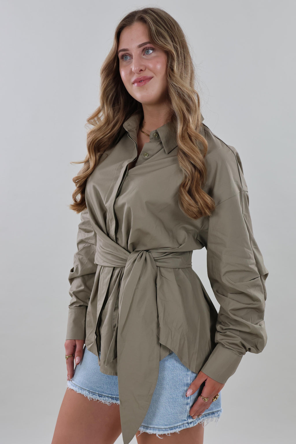 Wrap tie Blouse - Khaki