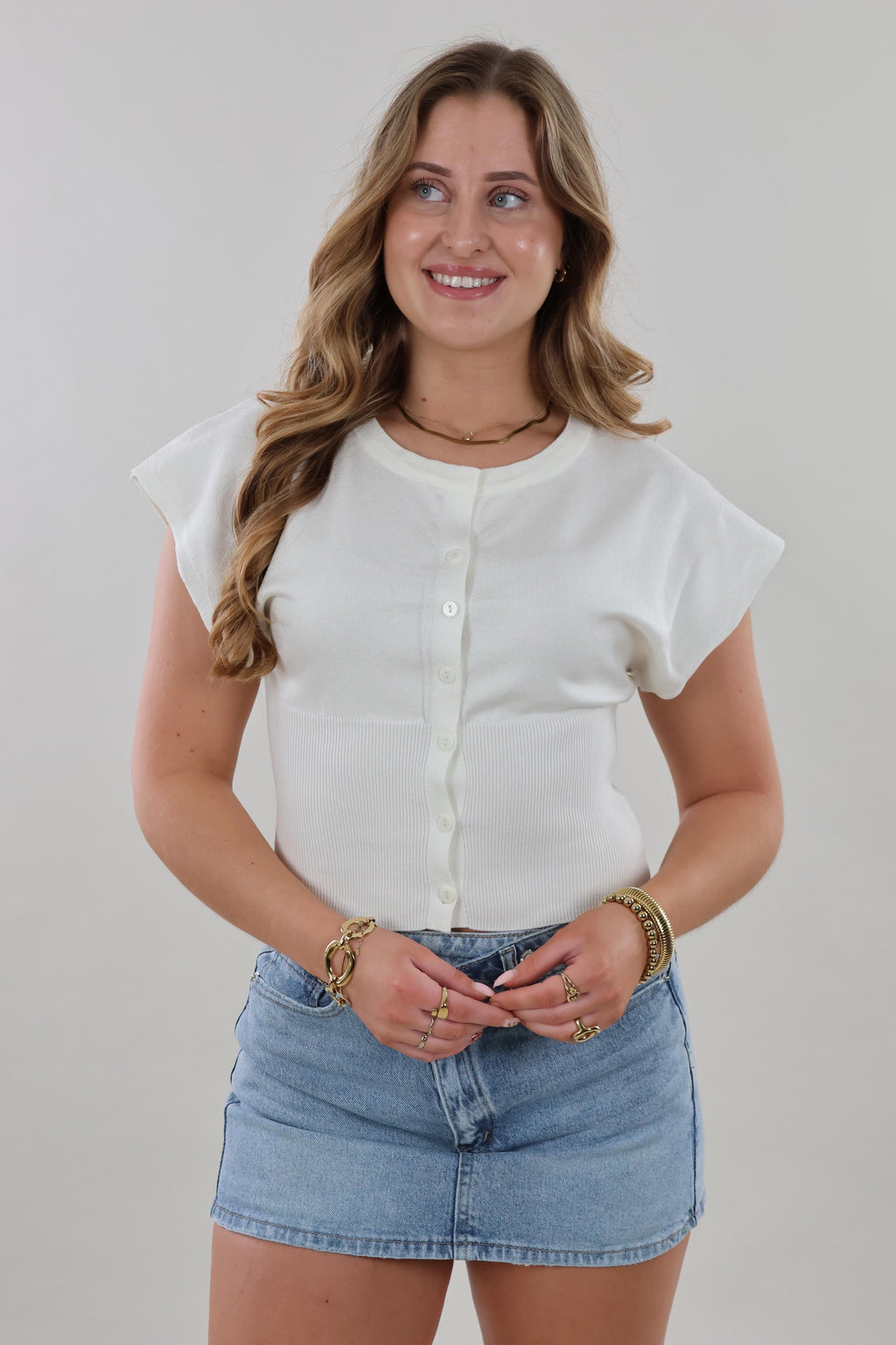 Short sleeve fitted Top - Off white