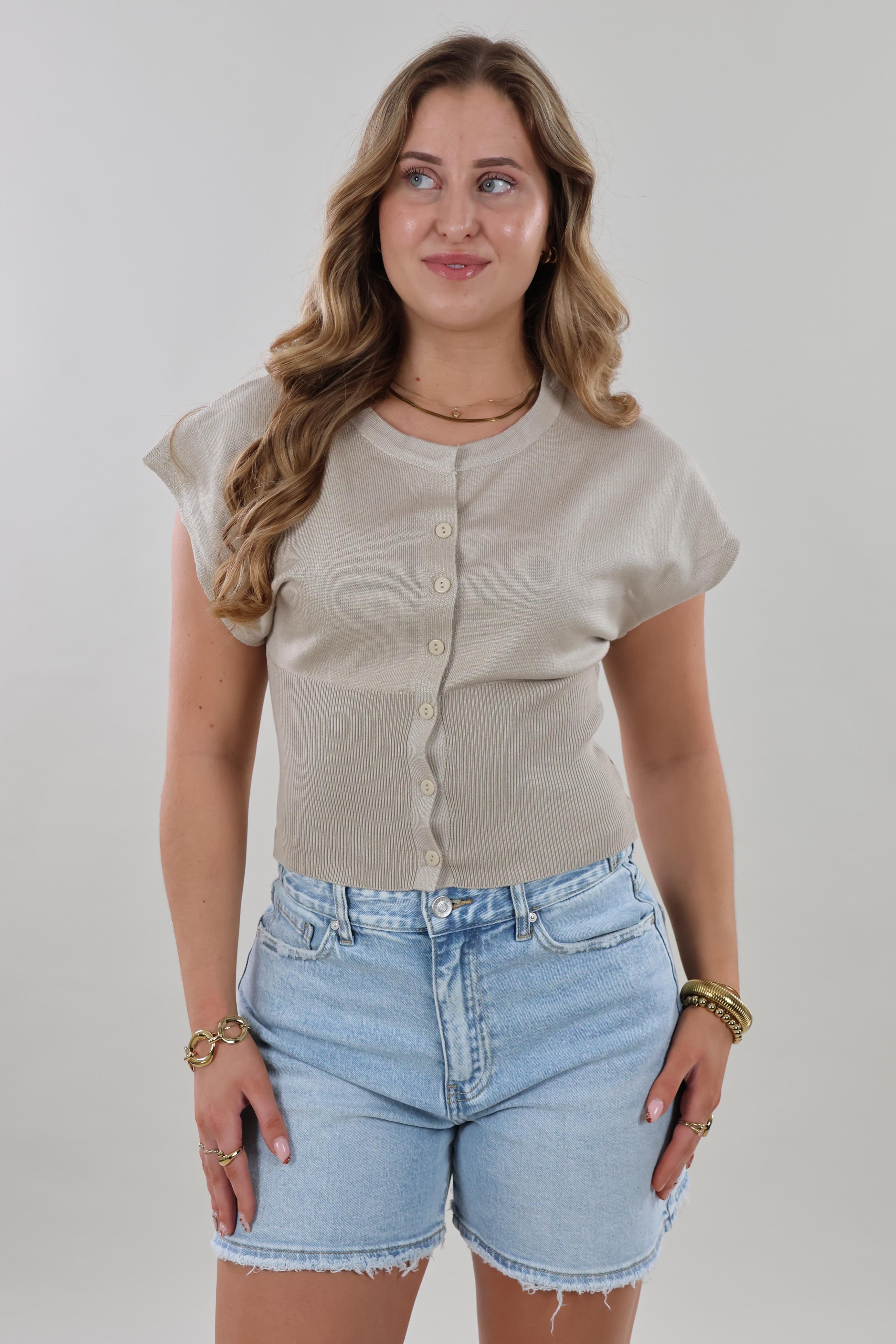 Short sleeve fitted Top - Beige