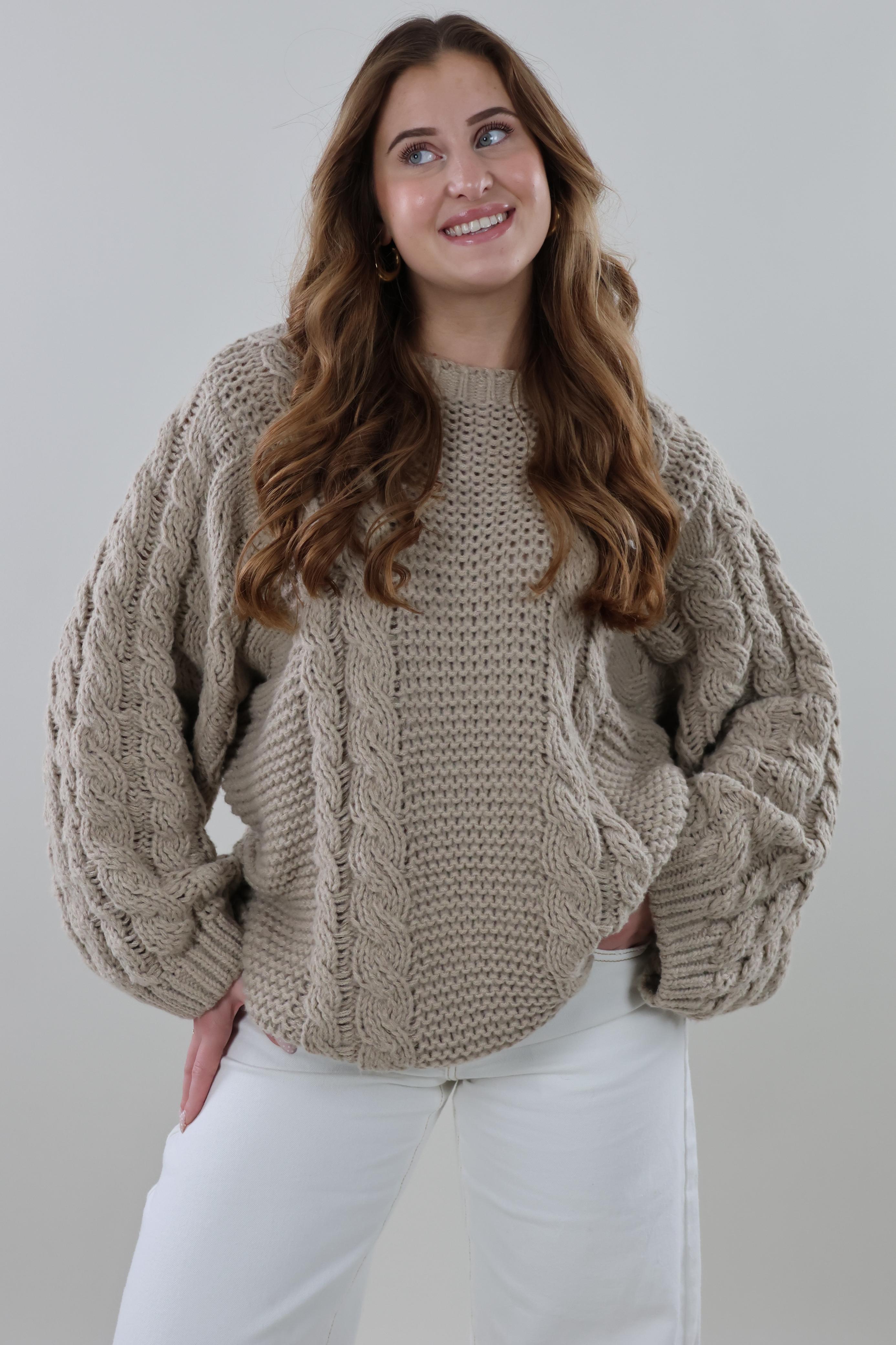 Chunky cable knit Sweater - Taupe