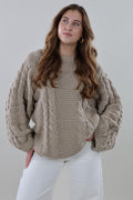 Chunky cable knit Sweater - Taupe