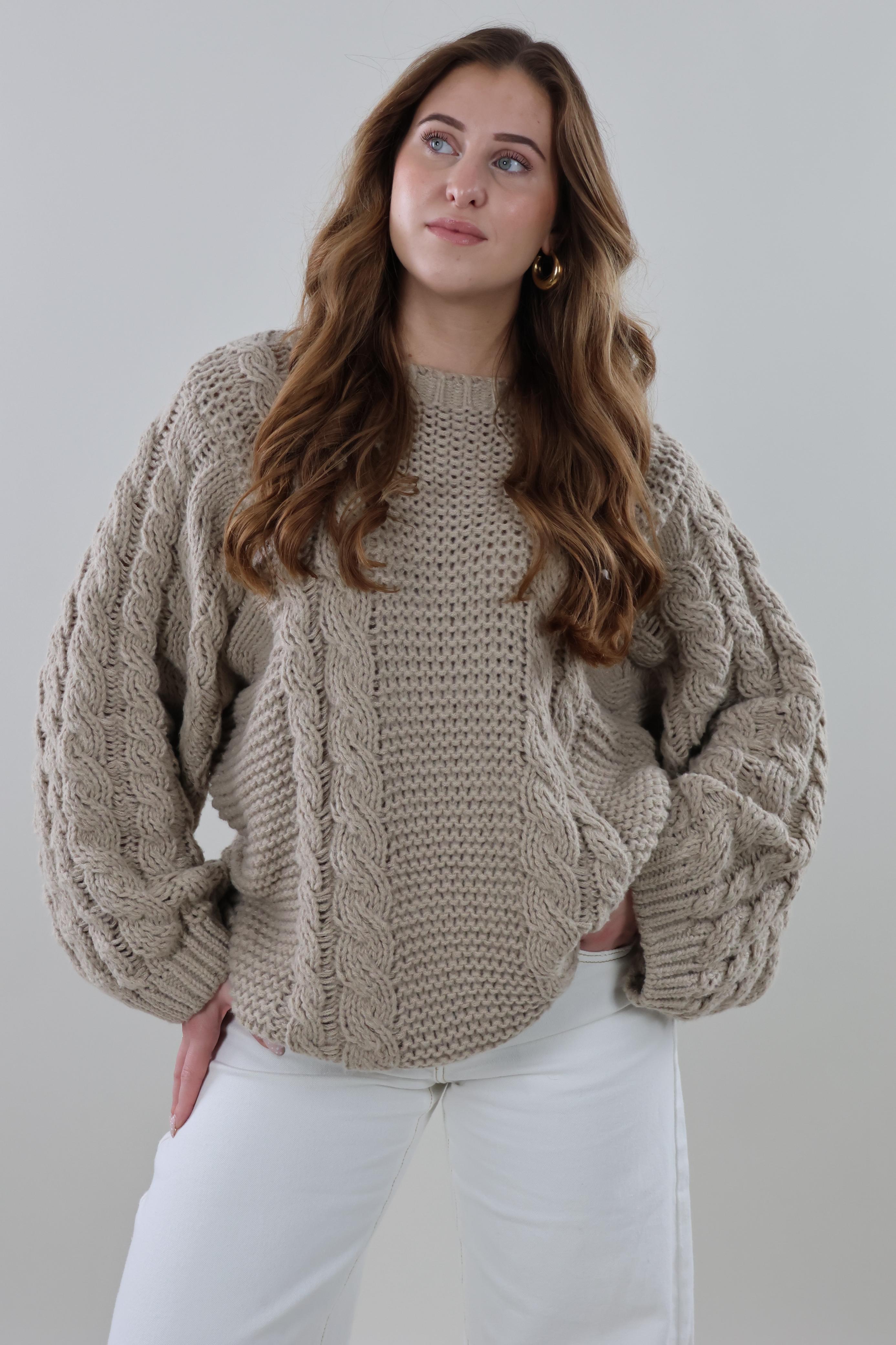 Chunky cable knit Sweater - Taupe